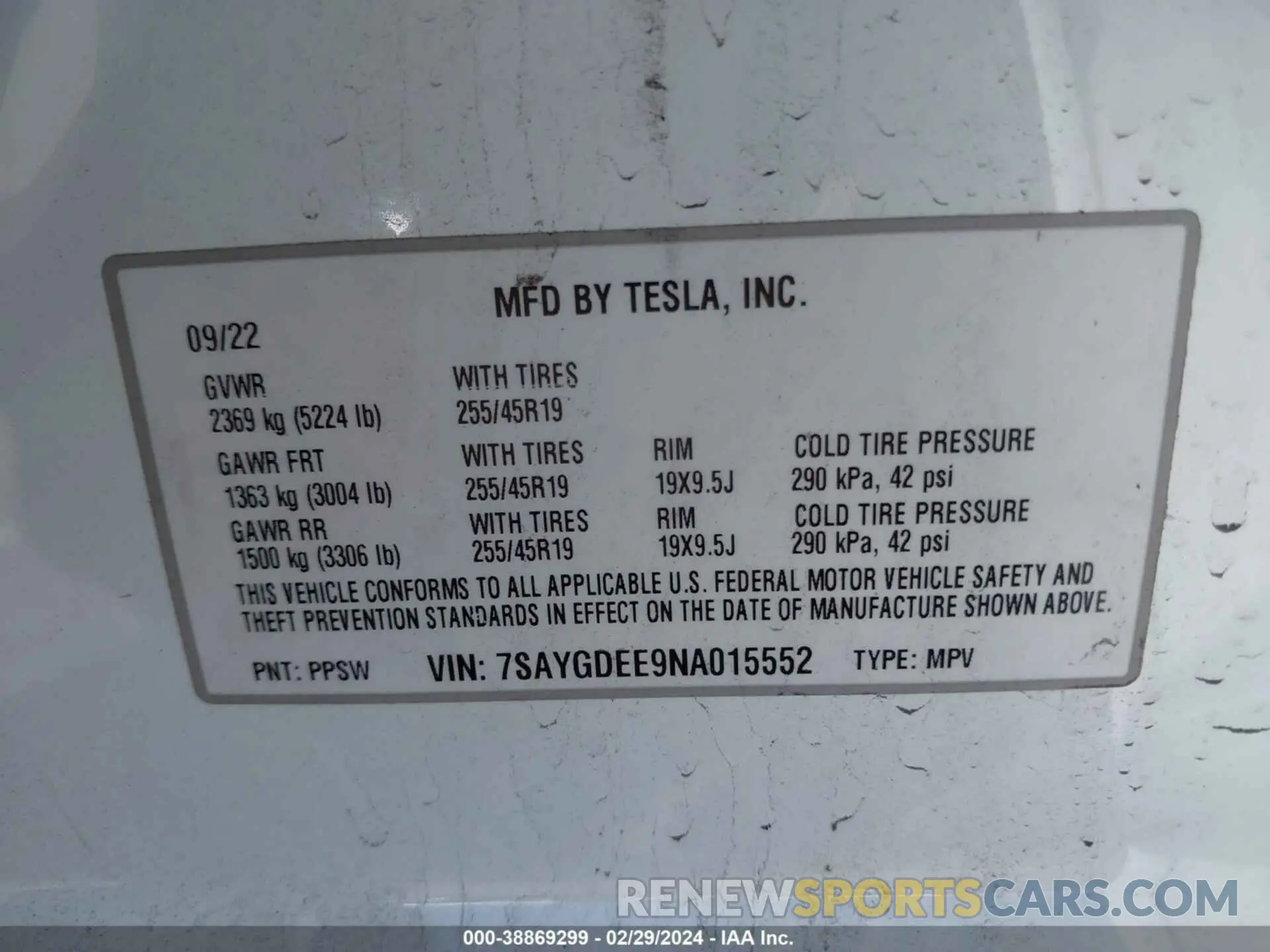 9 fotografías del automóvil dañado 7SAYGDEE9NA015552 TESLA MODEL Y 2022