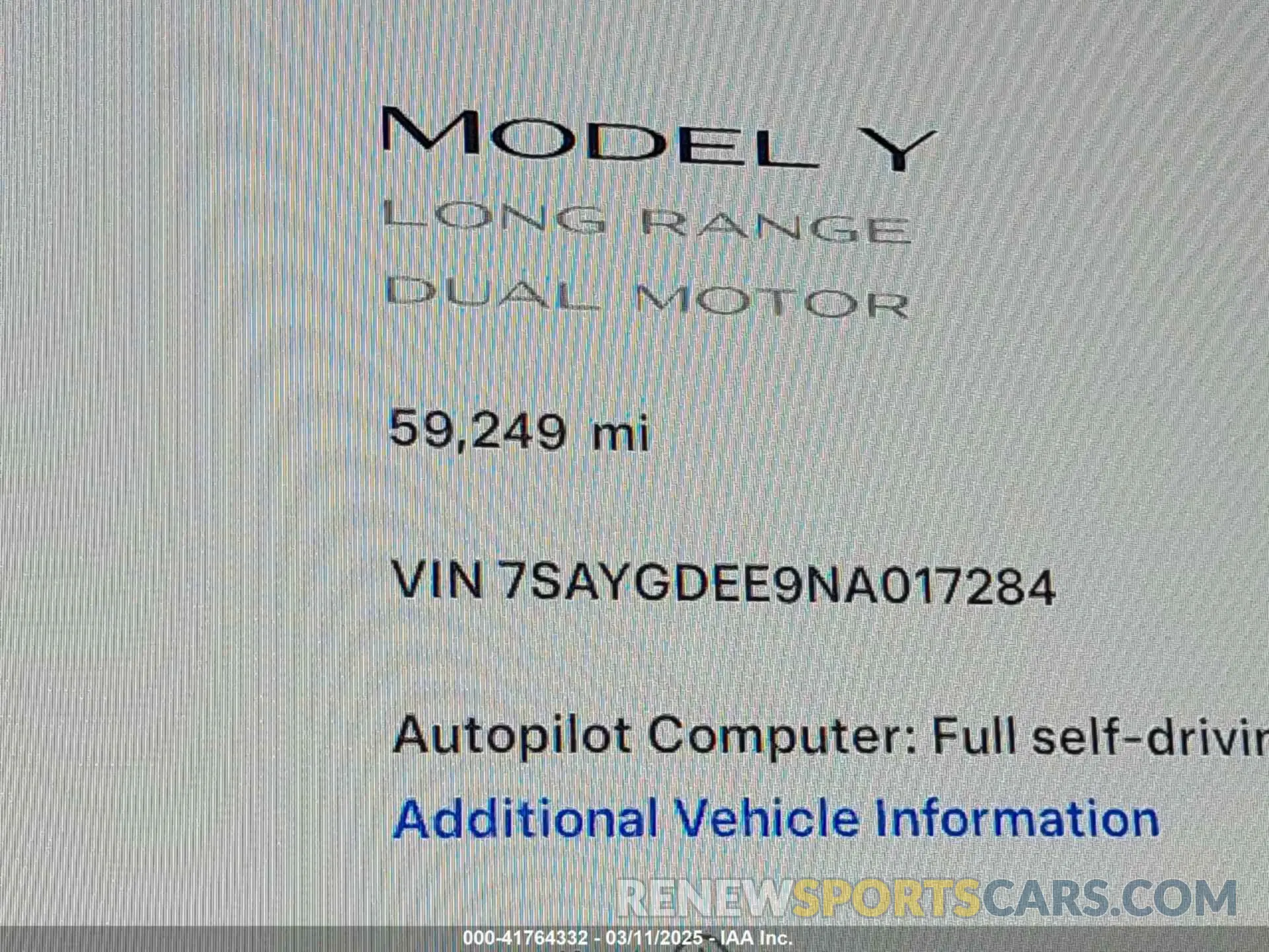 14 fotografías del automóvil dañado 7SAYGDEE9NA017284 TESLA MODEL Y 2022