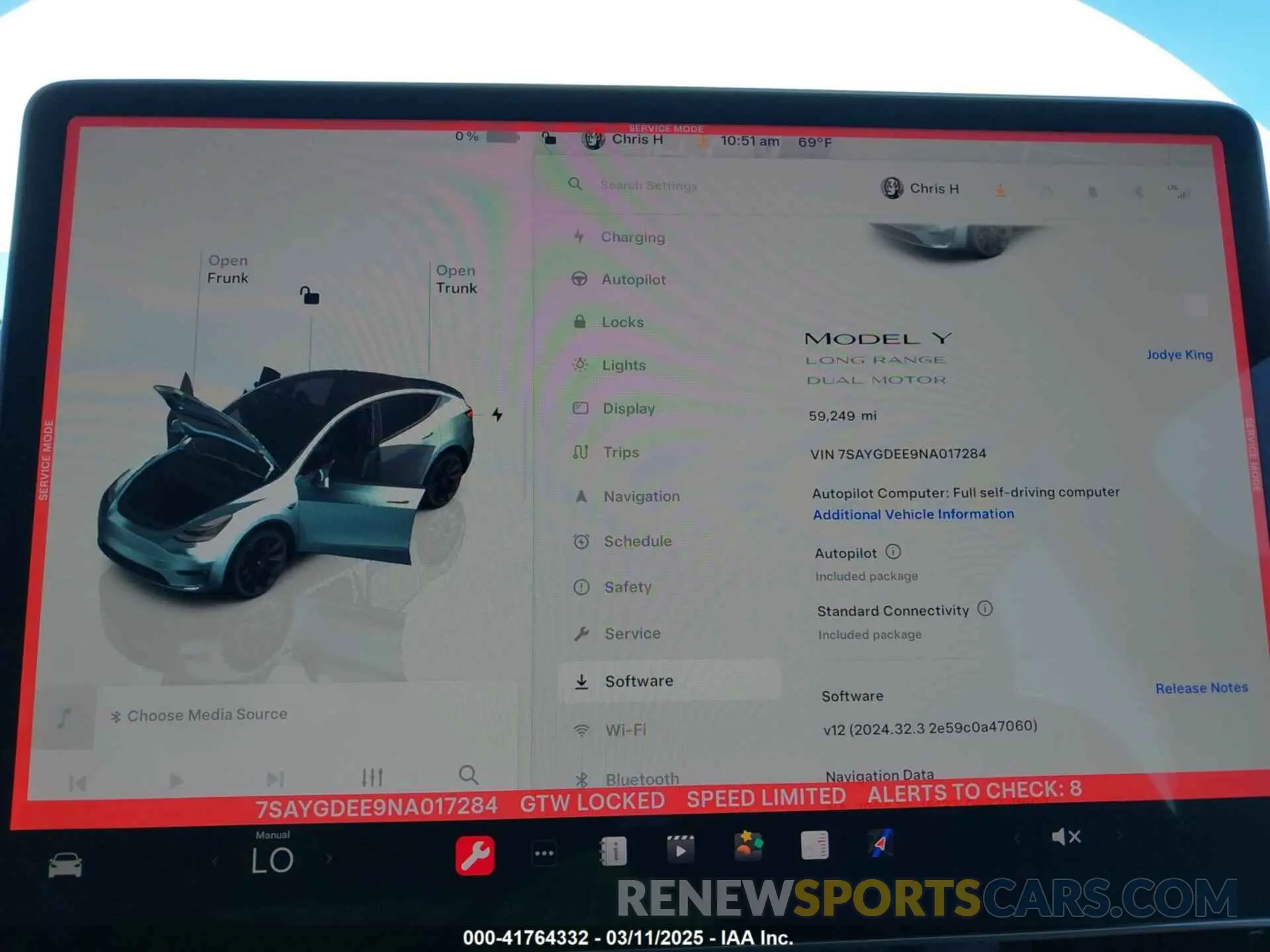 7 fotografías del automóvil dañado 7SAYGDEE9NA017284 TESLA MODEL Y 2022