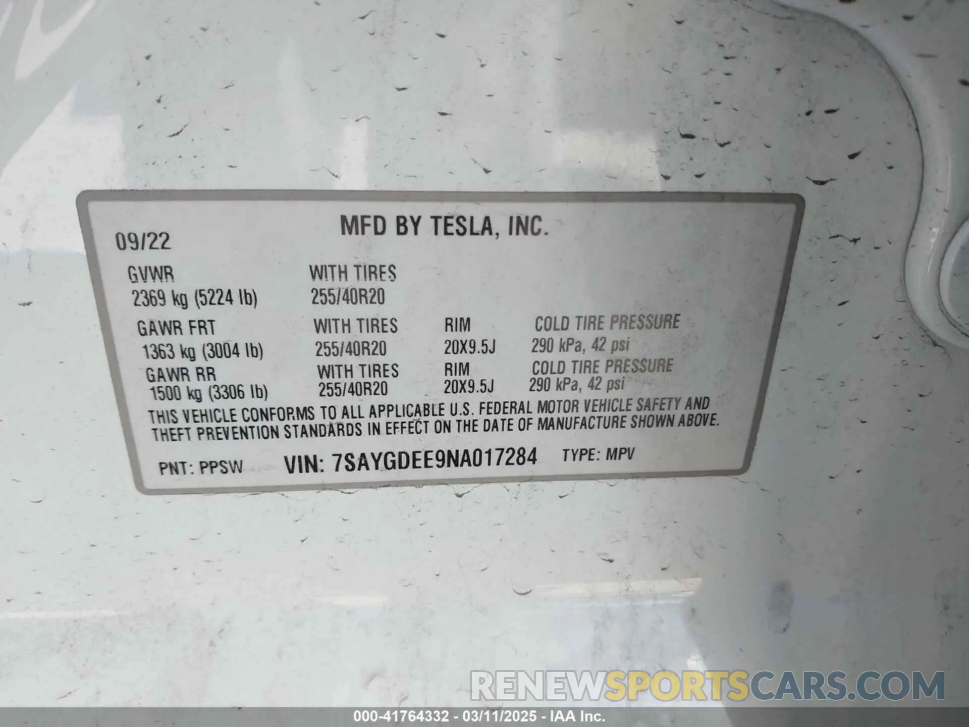 9 fotografías del automóvil dañado 7SAYGDEE9NA017284 TESLA MODEL Y 2022