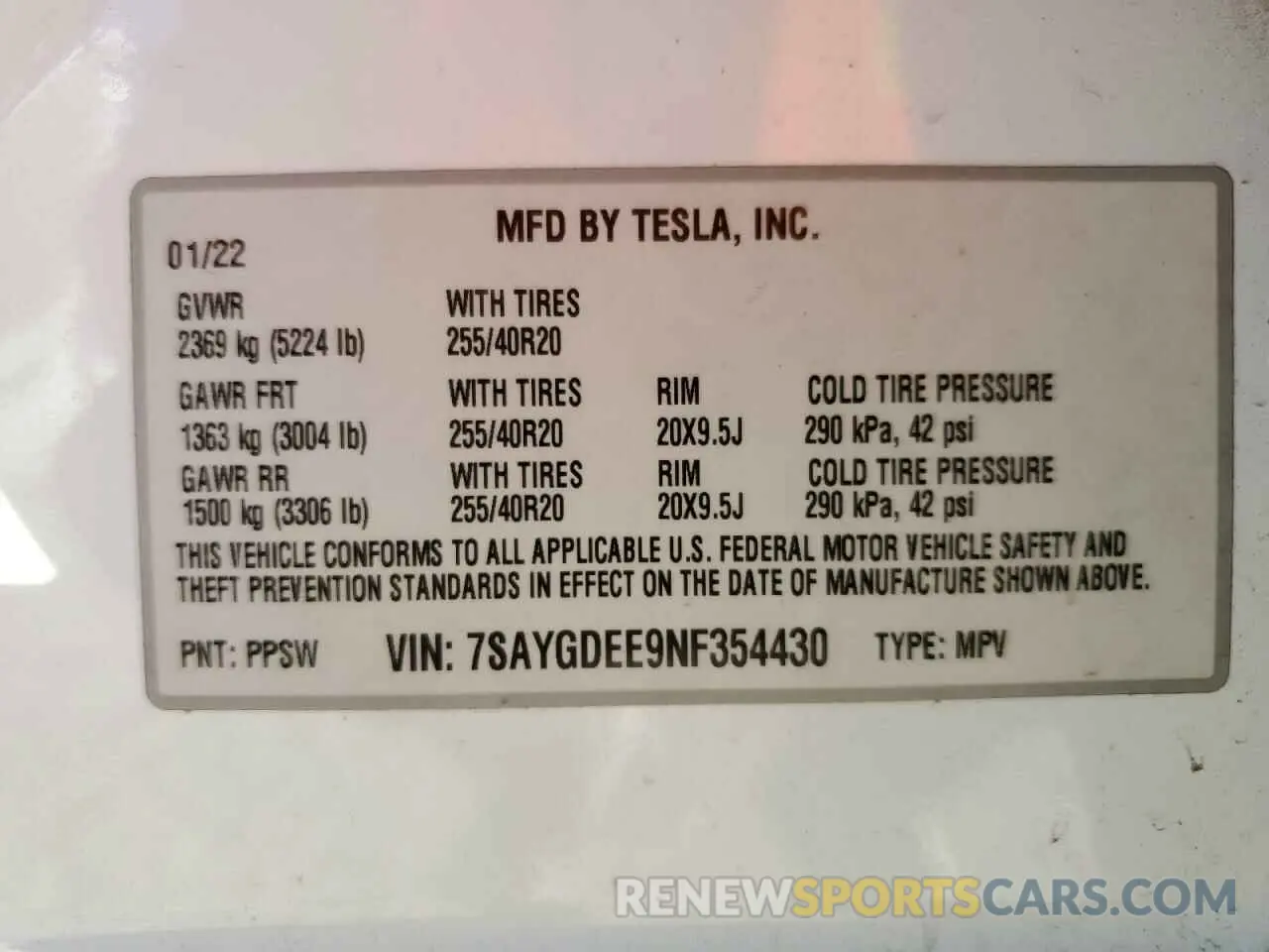 14 fotografías del automóvil dañado 7SAYGDEE9NF354430 TESLA MODEL Y 2022