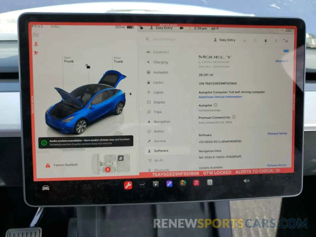 9 fotografías del automóvil dañado 7SAYGDEE9NF551906 TESLA MODEL Y 2022