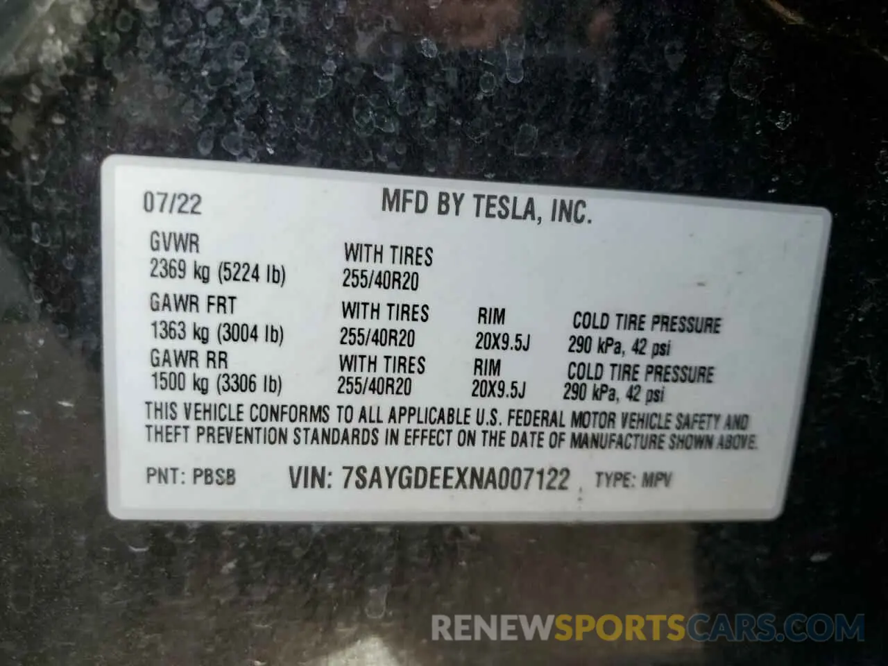 14 fotografías del automóvil dañado 7SAYGDEEXNA007122 TESLA MODEL Y 2022