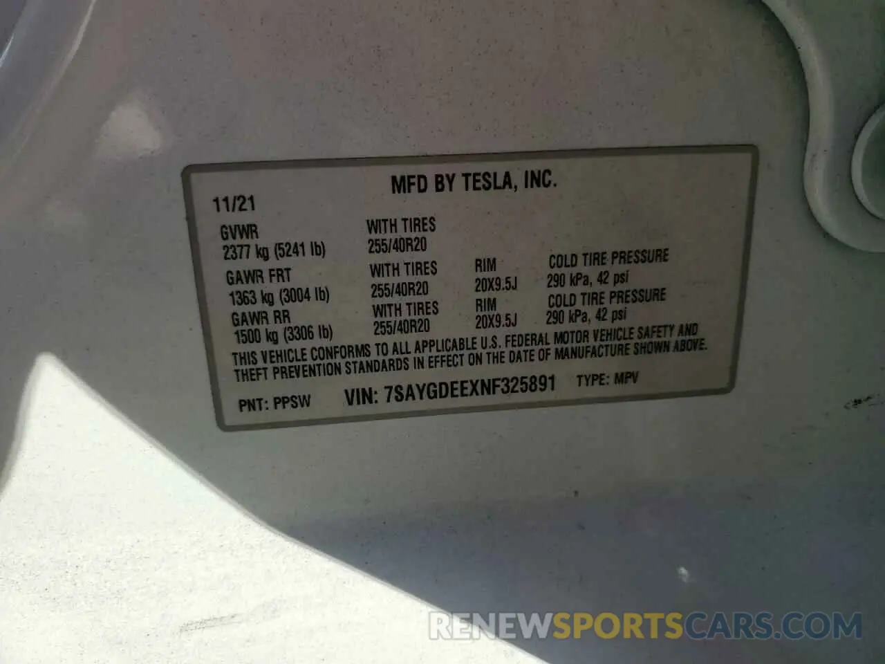 12 fotografías del automóvil dañado 7SAYGDEEXNF325891 TESLA MODEL Y 2022