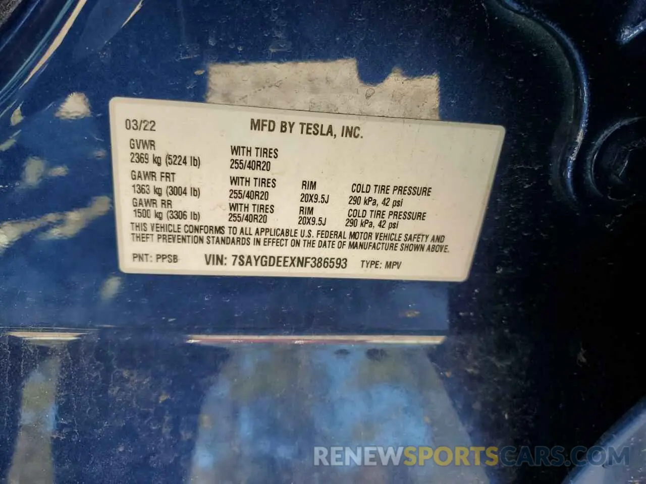 14 fotografías del automóvil dañado 7SAYGDEEXNF386593 TESLA MODEL Y 2022