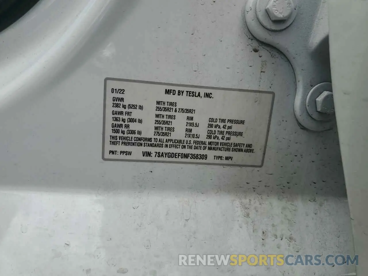 13 fotografías del automóvil dañado 7SAYGDEF0NF358309 TESLA MODEL Y 2022
