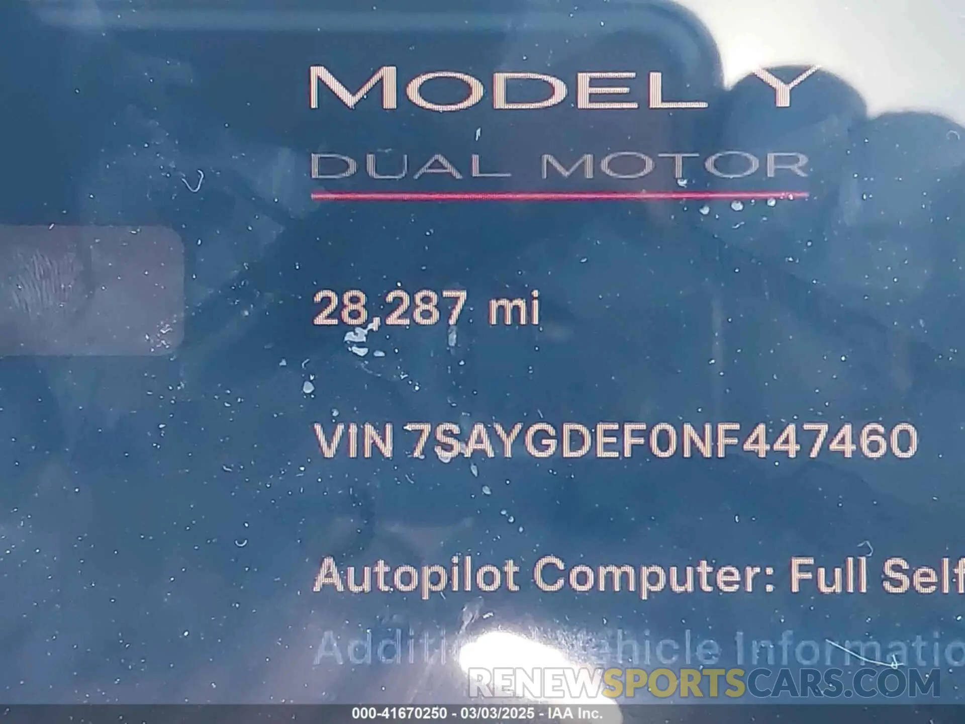 16 fotografías del automóvil dañado 7SAYGDEF0NF447460 TESLA MODEL Y 2022