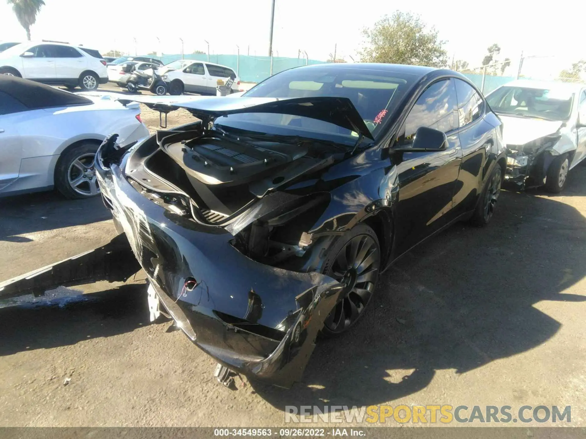 2 fotografías del automóvil dañado 7SAYGDEF0NF491328 TESLA MODEL Y 2022