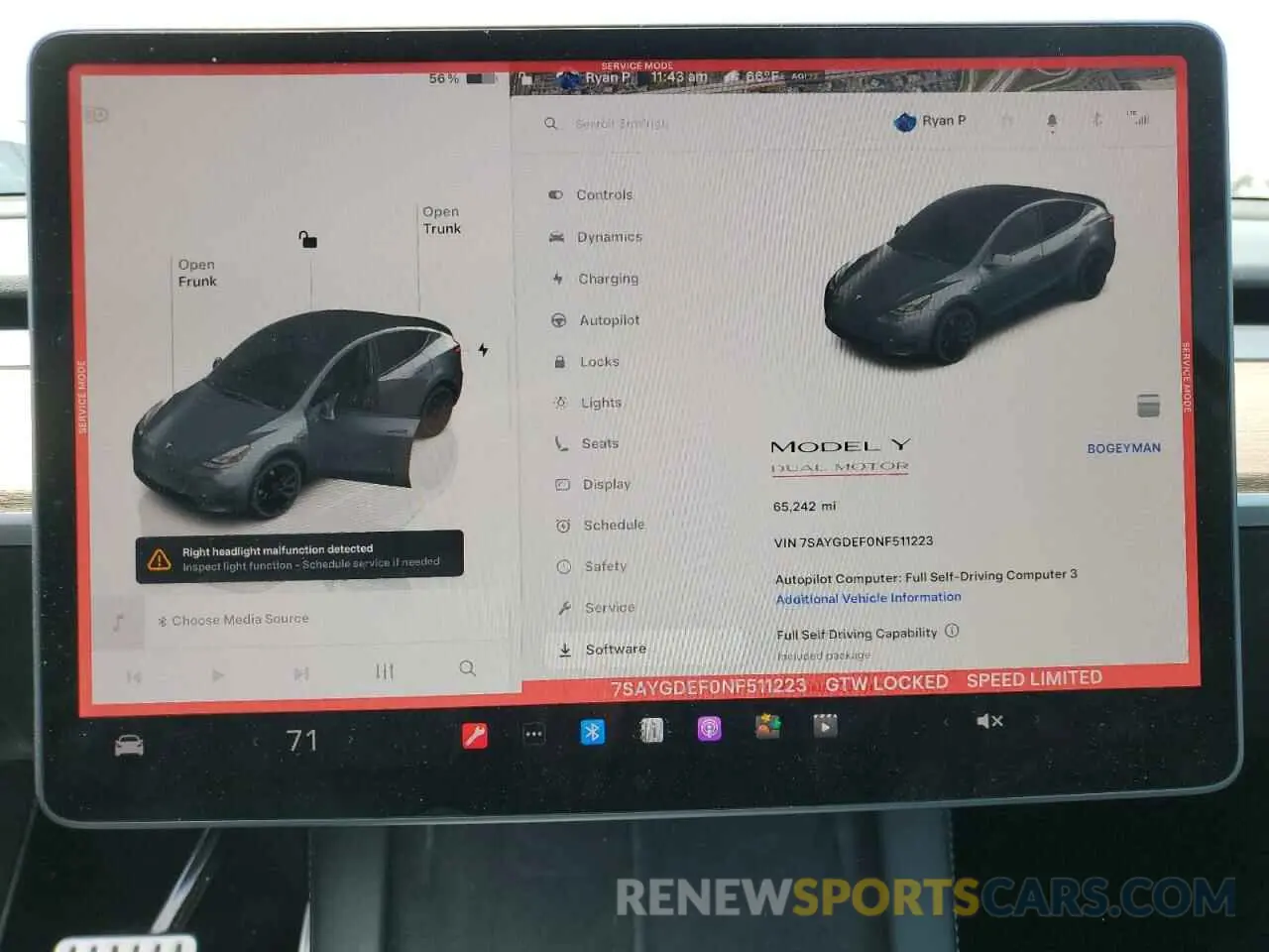 9 fotografías del automóvil dañado 7SAYGDEF0NF511223 TESLA MODEL Y 2022