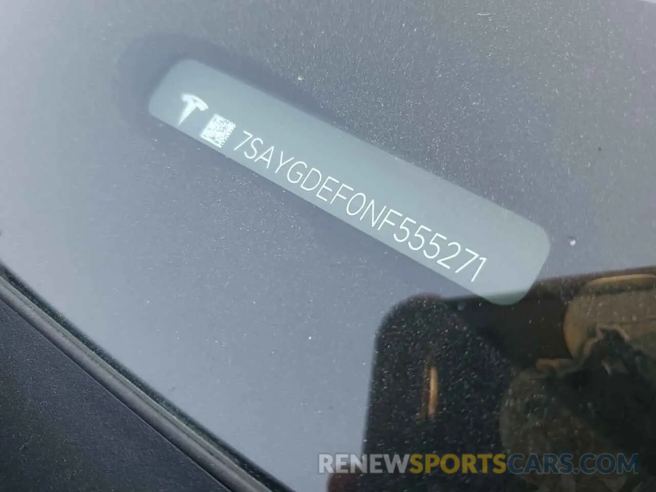 12 fotografías del automóvil dañado 7SAYGDEF0NF555271 TESLA MODEL Y 2022