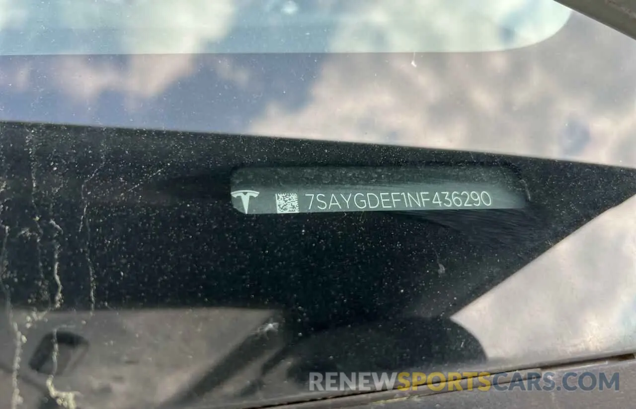 10 fotografías del automóvil dañado 7SAYGDEF1NF436290 TESLA MODEL Y 2022
