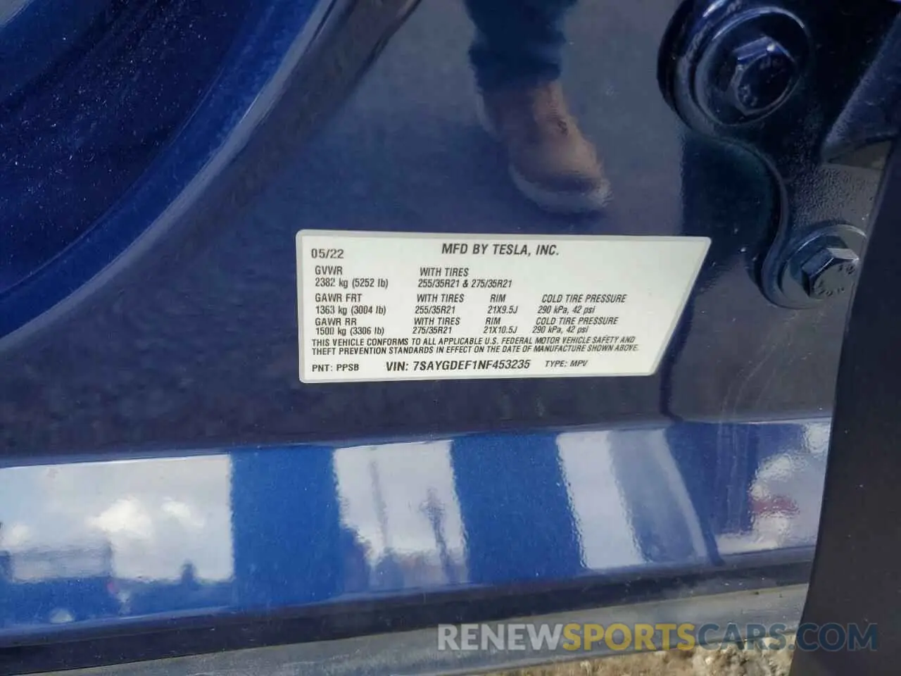 15 fotografías del automóvil dañado 7SAYGDEF1NF453235 TESLA MODEL Y 2022