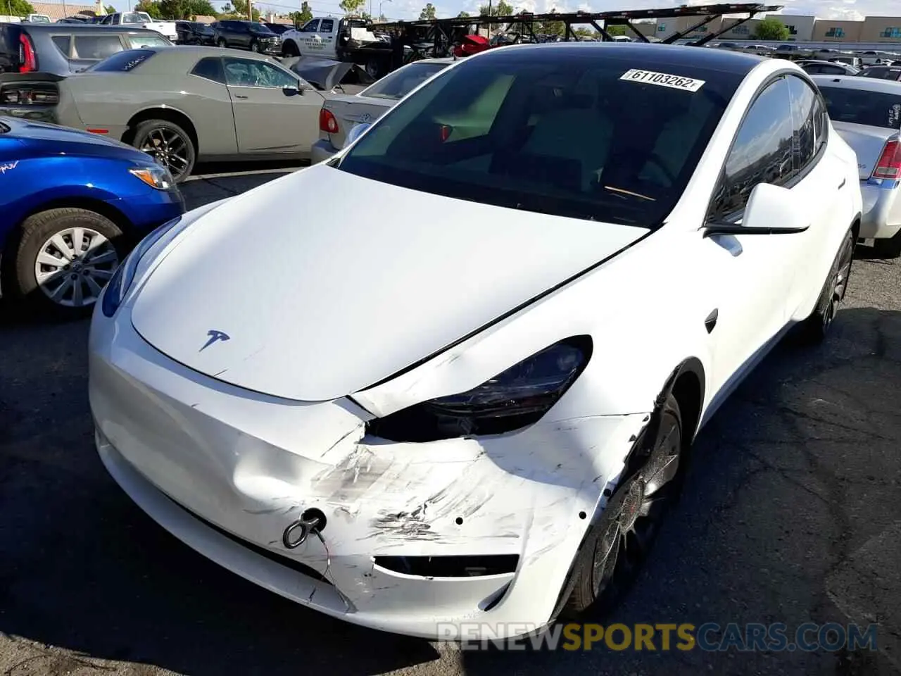 2 fotografías del automóvil dañado 7SAYGDEF1NF488387 TESLA MODEL Y 2022