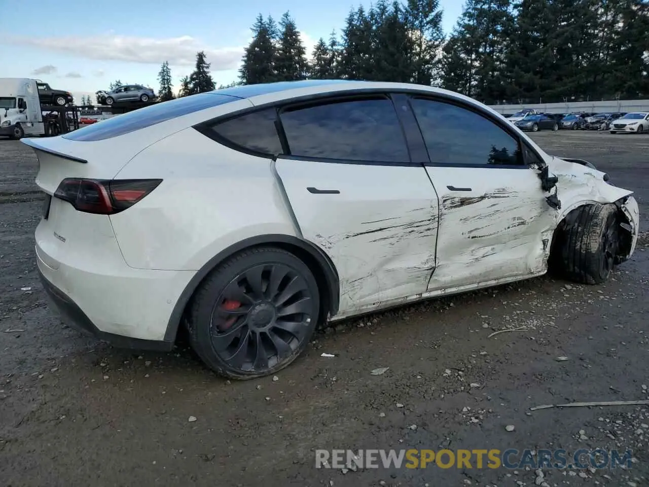 3 fotografías del automóvil dañado 7SAYGDEF2NF325084 TESLA MODEL Y 2022