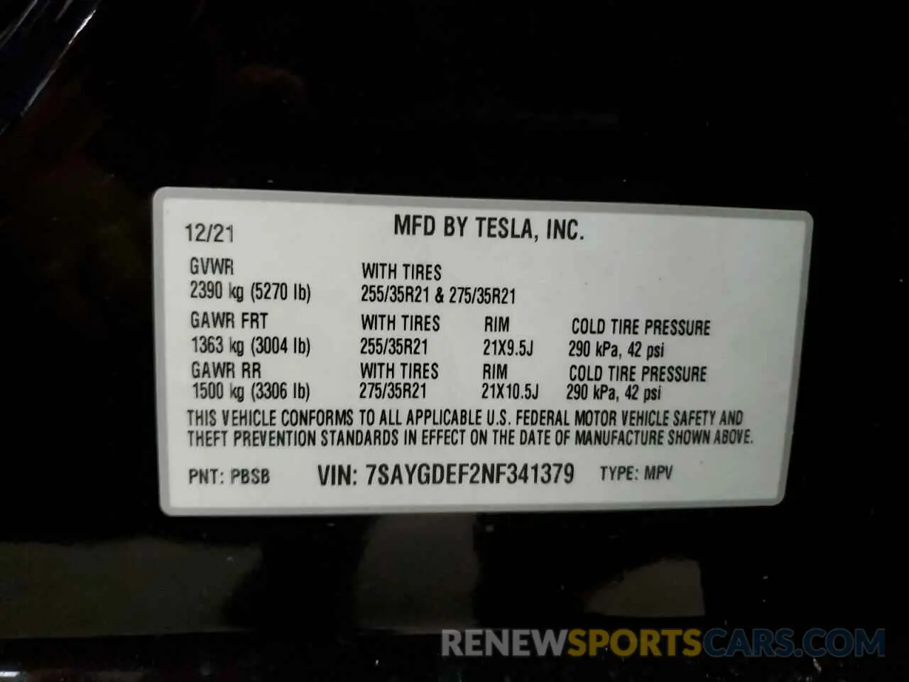 13 fotografías del automóvil dañado 7SAYGDEF2NF341379 TESLA MODEL Y 2022