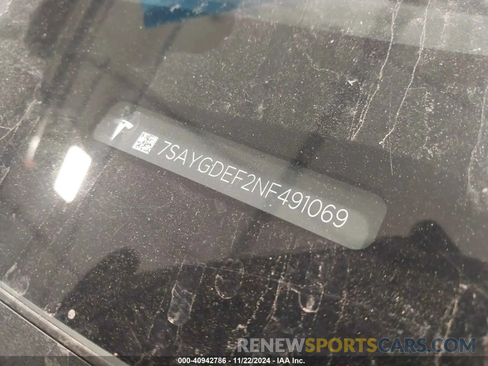 9 fotografías del automóvil dañado 7SAYGDEF2NF491069 TESLA MODEL Y 2022