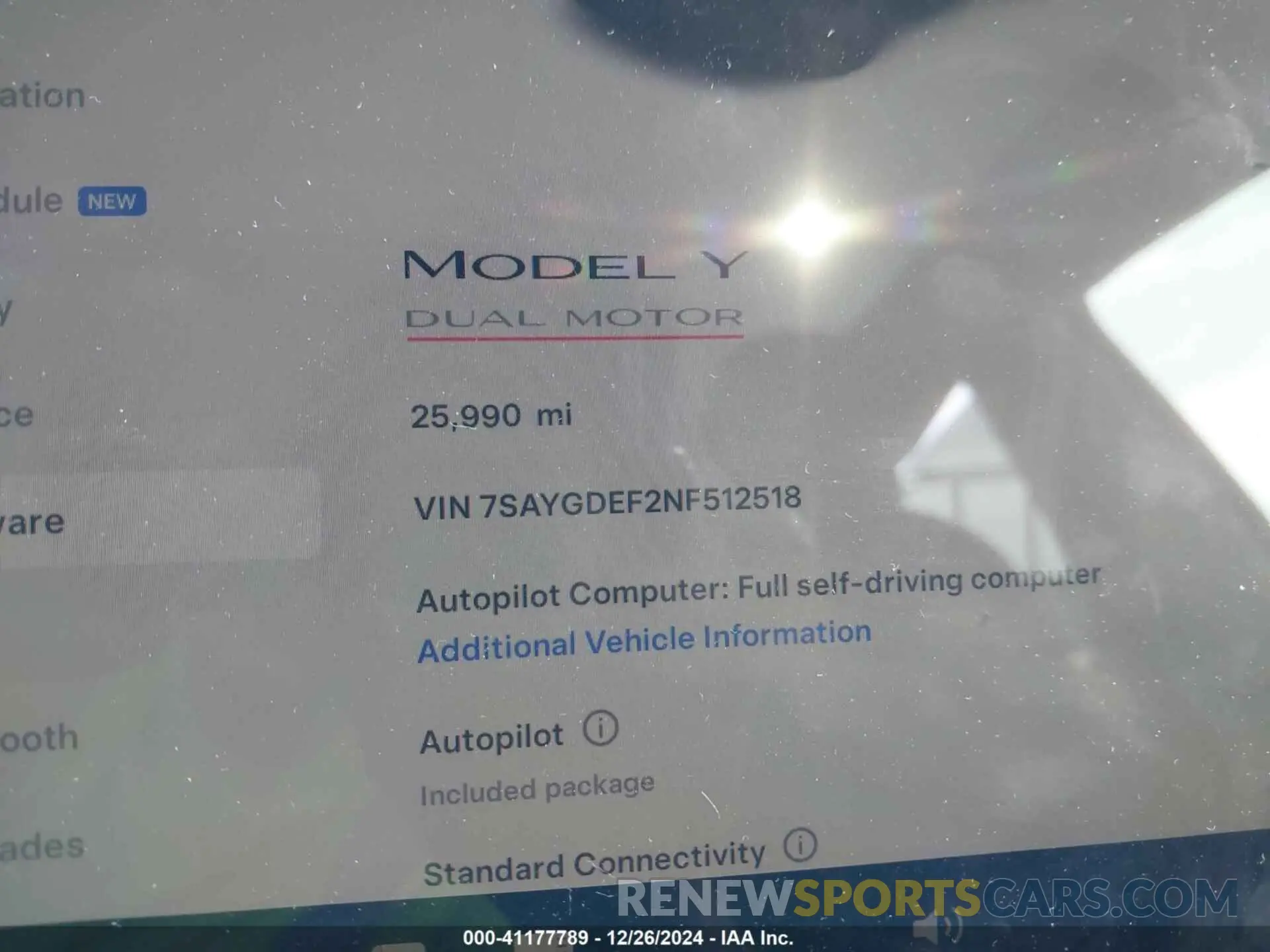 7 fotografías del automóvil dañado 7SAYGDEF2NF512518 TESLA MODEL Y 2022