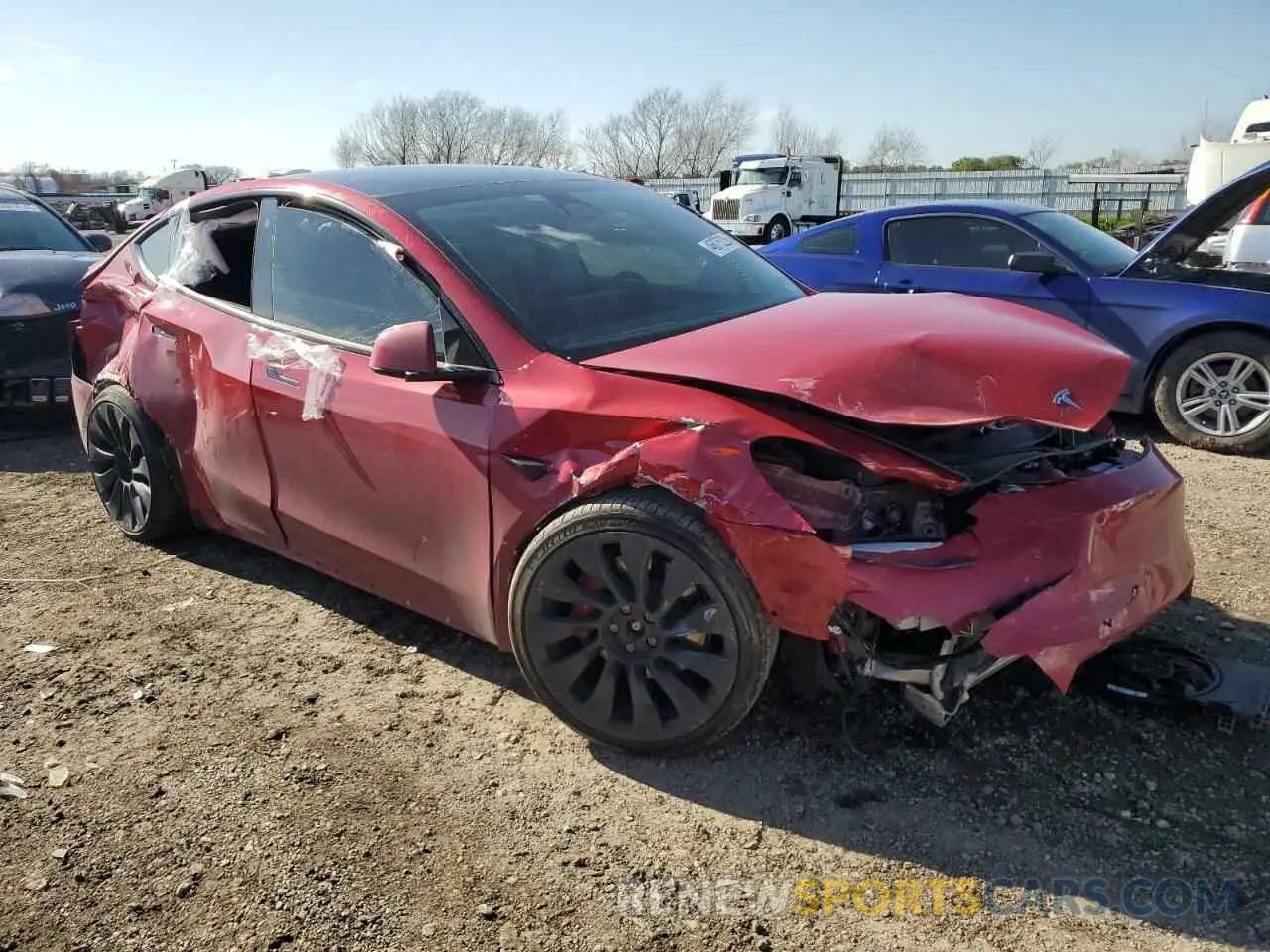4 fotografías del automóvil dañado 7SAYGDEF2NF537452 TESLA MODEL Y 2022