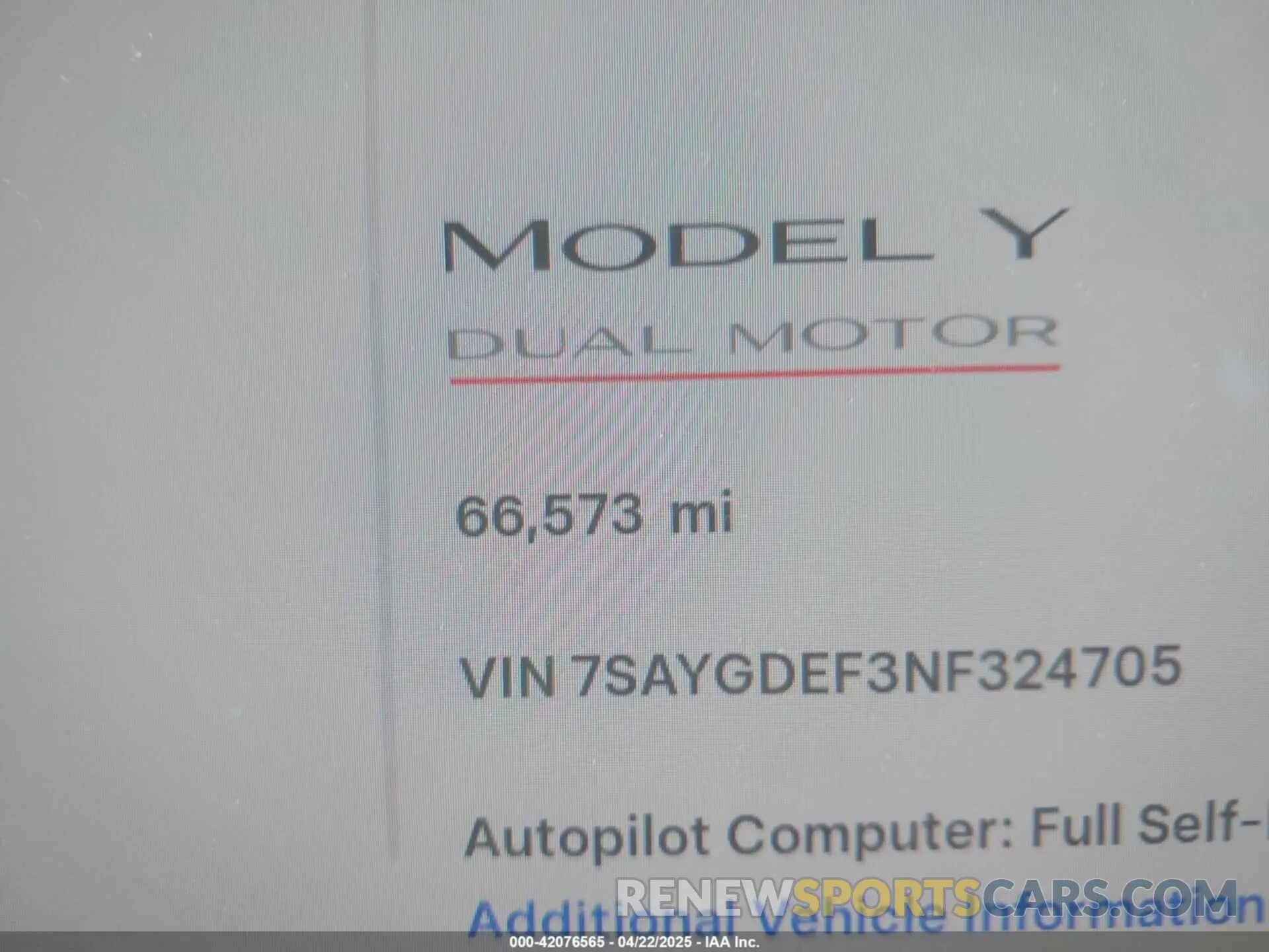 15 fotografías del automóvil dañado 7SAYGDEF3NF324705 TESLA MODEL Y 2022