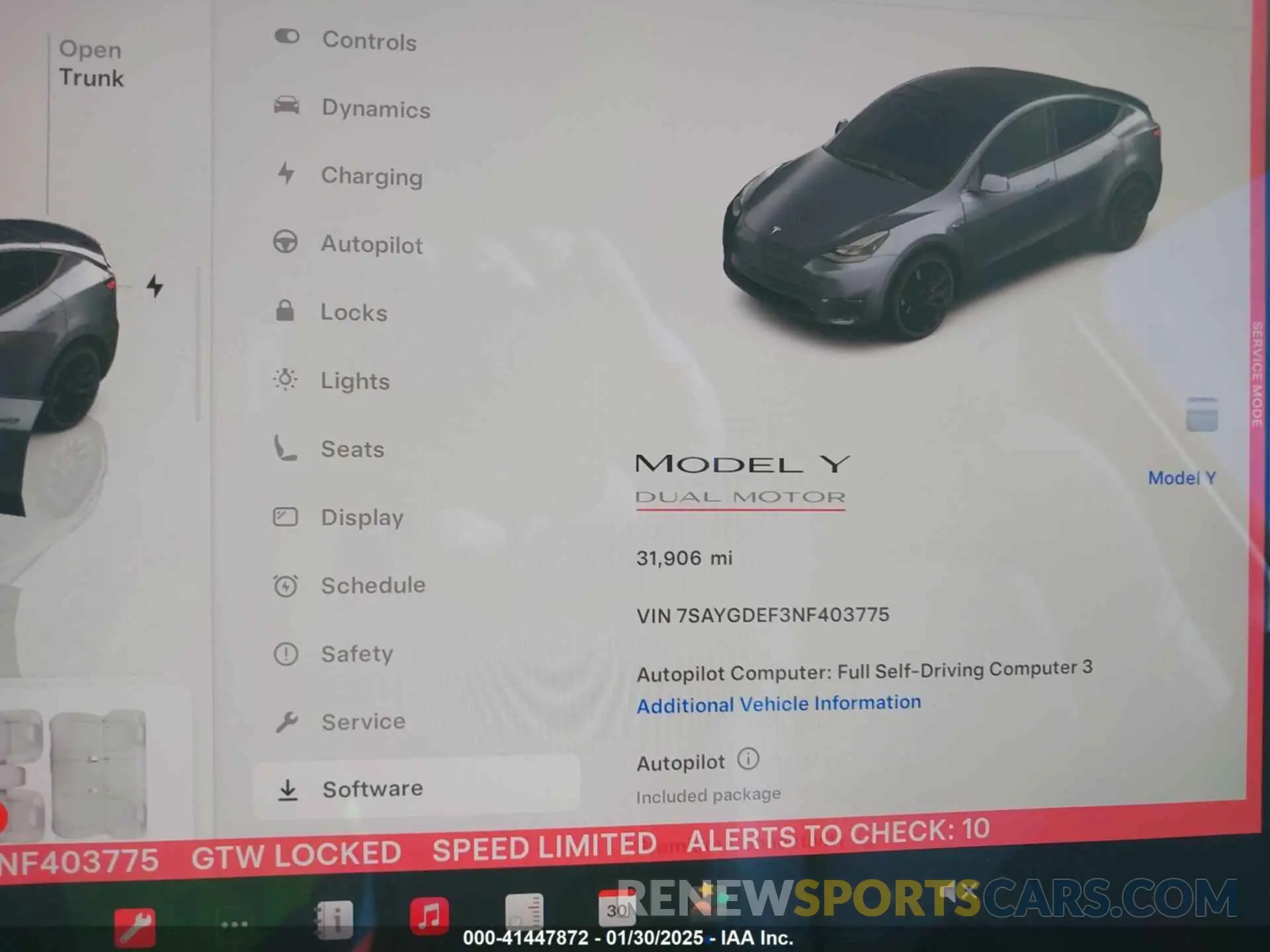 7 fotografías del automóvil dañado 7SAYGDEF3NF403775 TESLA MODEL Y 2022