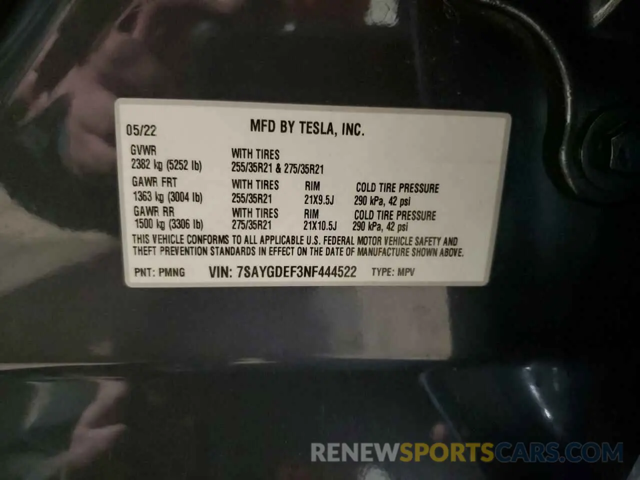 14 fotografías del automóvil dañado 7SAYGDEF3NF444522 TESLA MODEL Y 2022