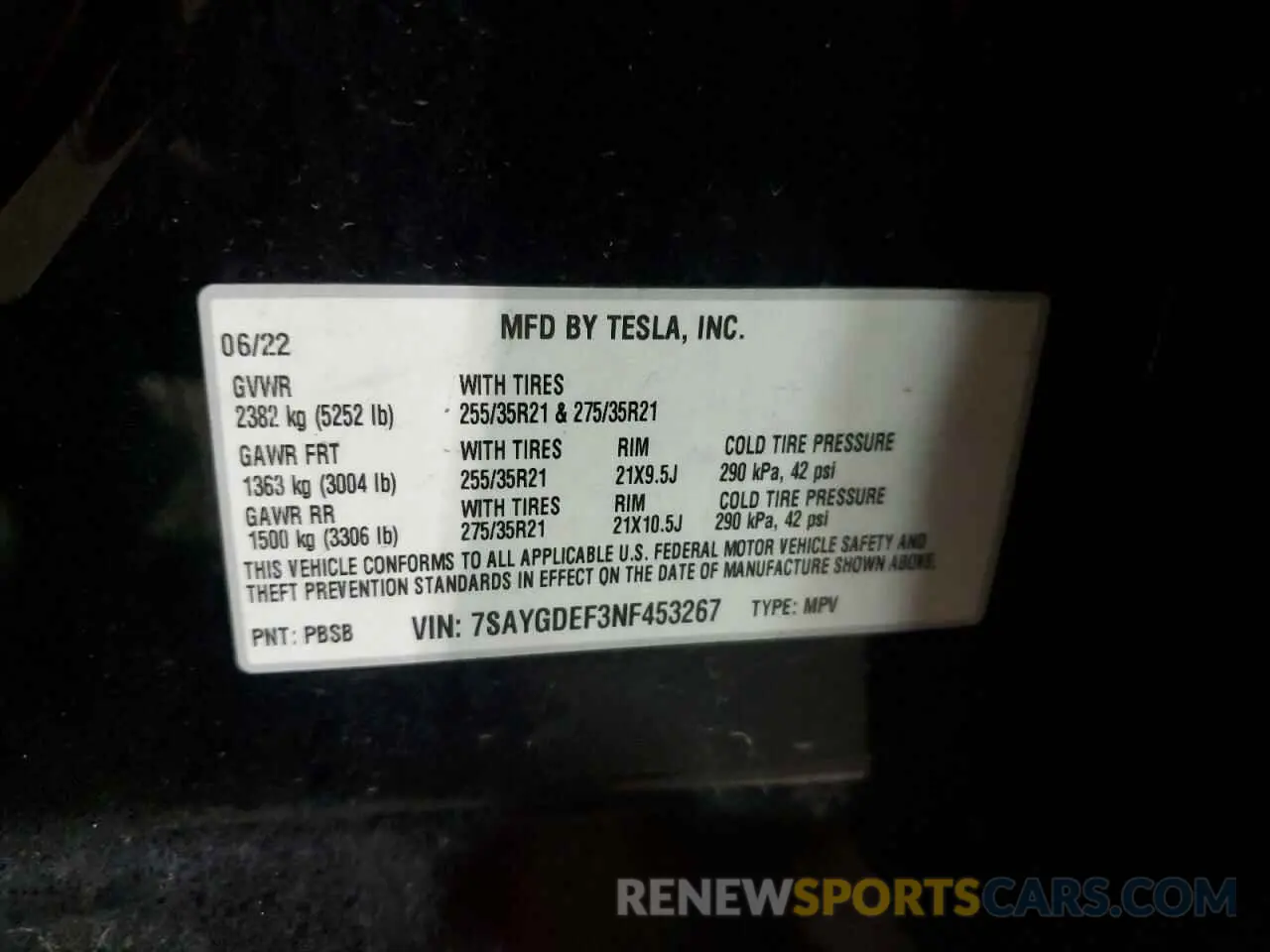 14 fotografías del automóvil dañado 7SAYGDEF3NF453267 TESLA MODEL Y 2022