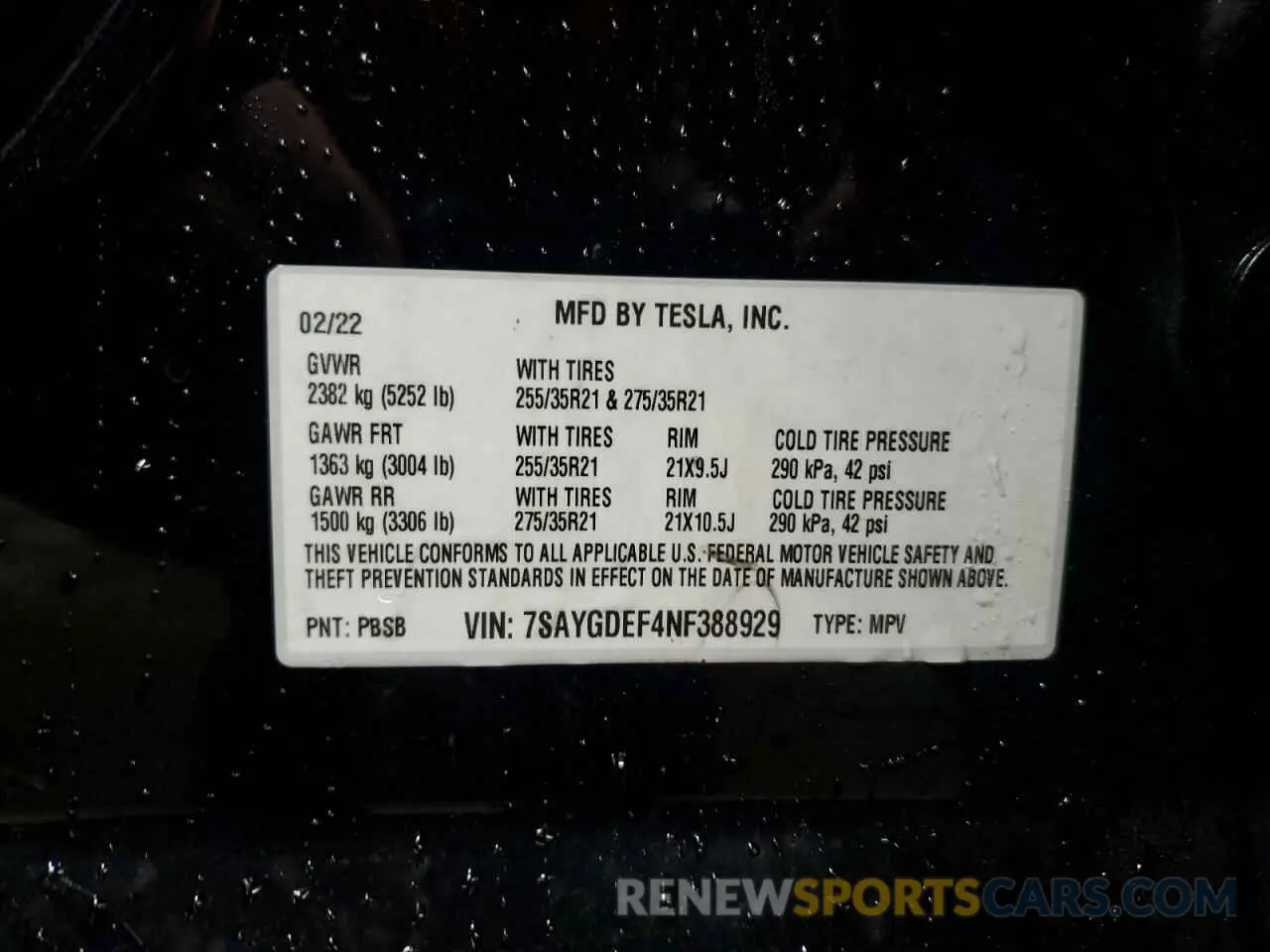 13 fotografías del automóvil dañado 7SAYGDEF4NF388929 TESLA MODEL Y 2022