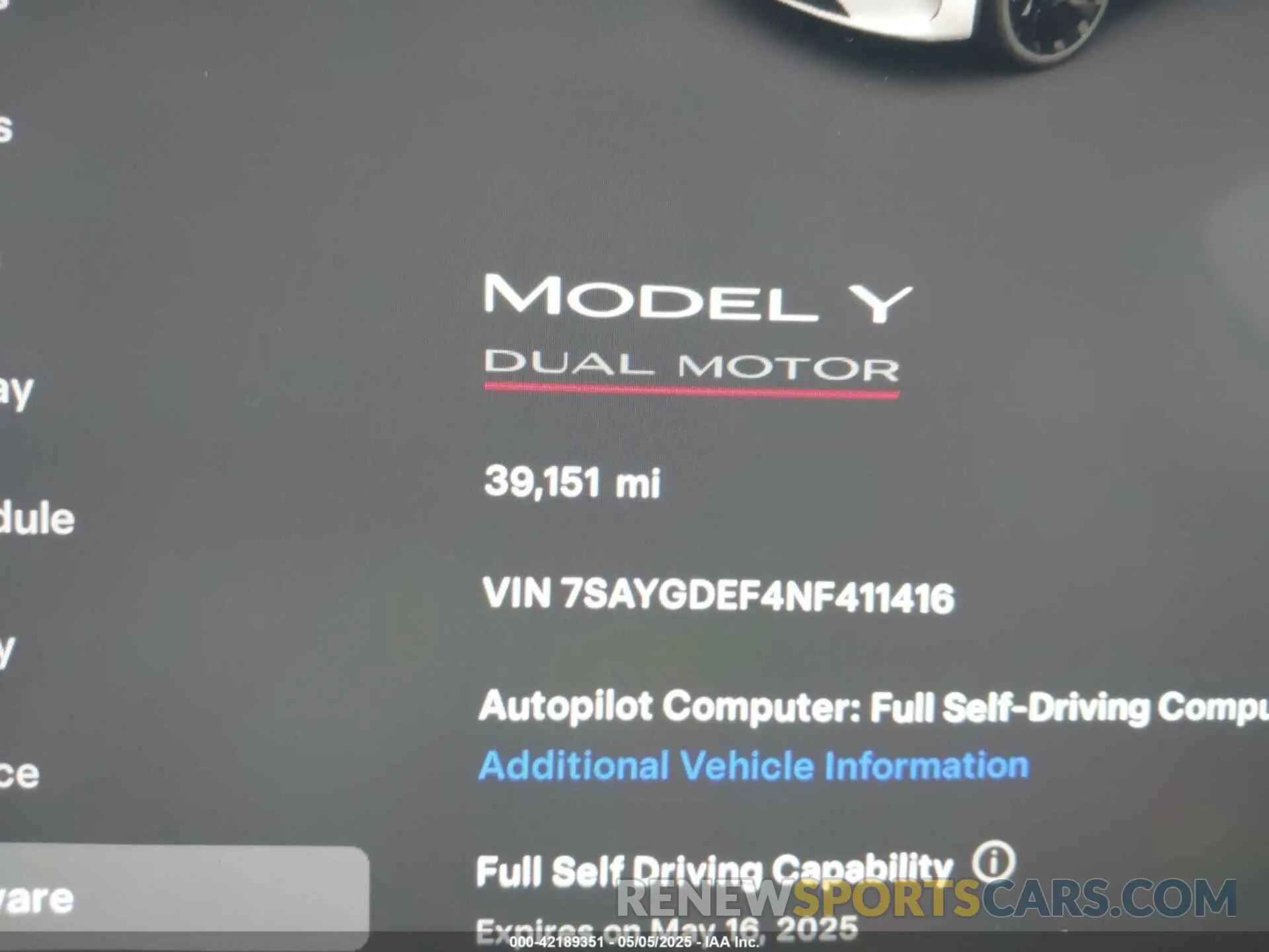 7 fotografías del automóvil dañado 7SAYGDEF4NF411416 TESLA MODEL Y 2022