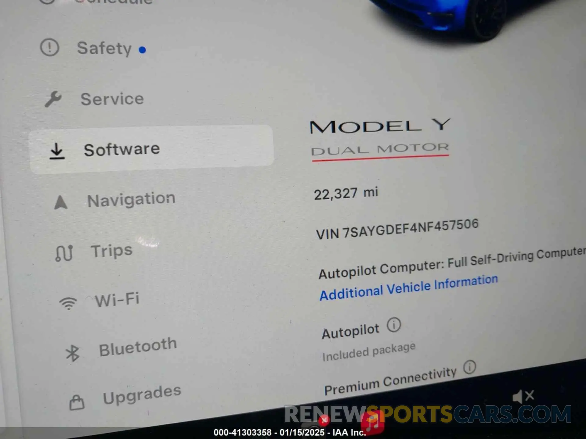 7 fotografías del automóvil dañado 7SAYGDEF4NF457506 TESLA MODEL Y 2022