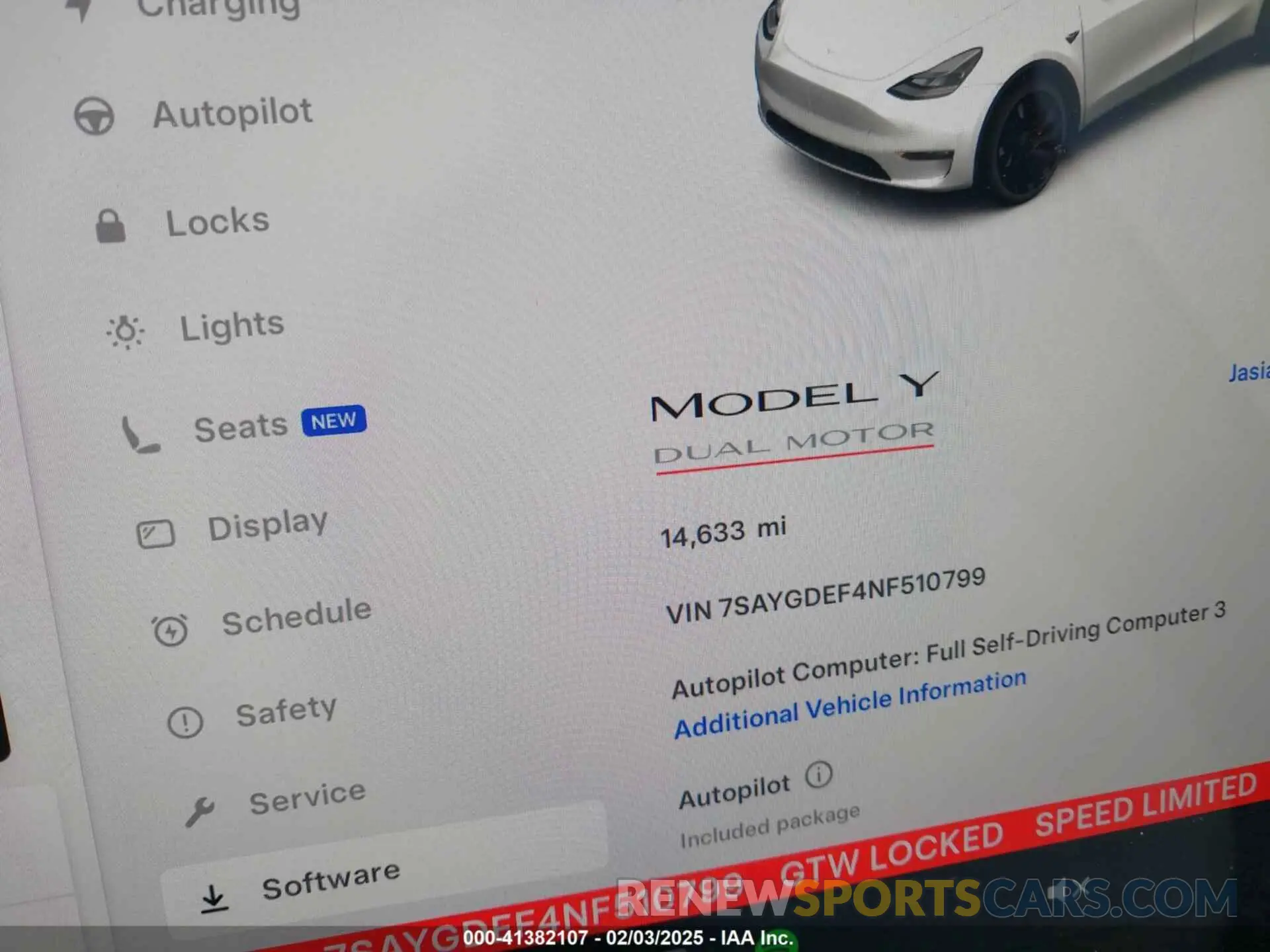 16 fotografías del automóvil dañado 7SAYGDEF4NF510799 TESLA MODEL Y 2022