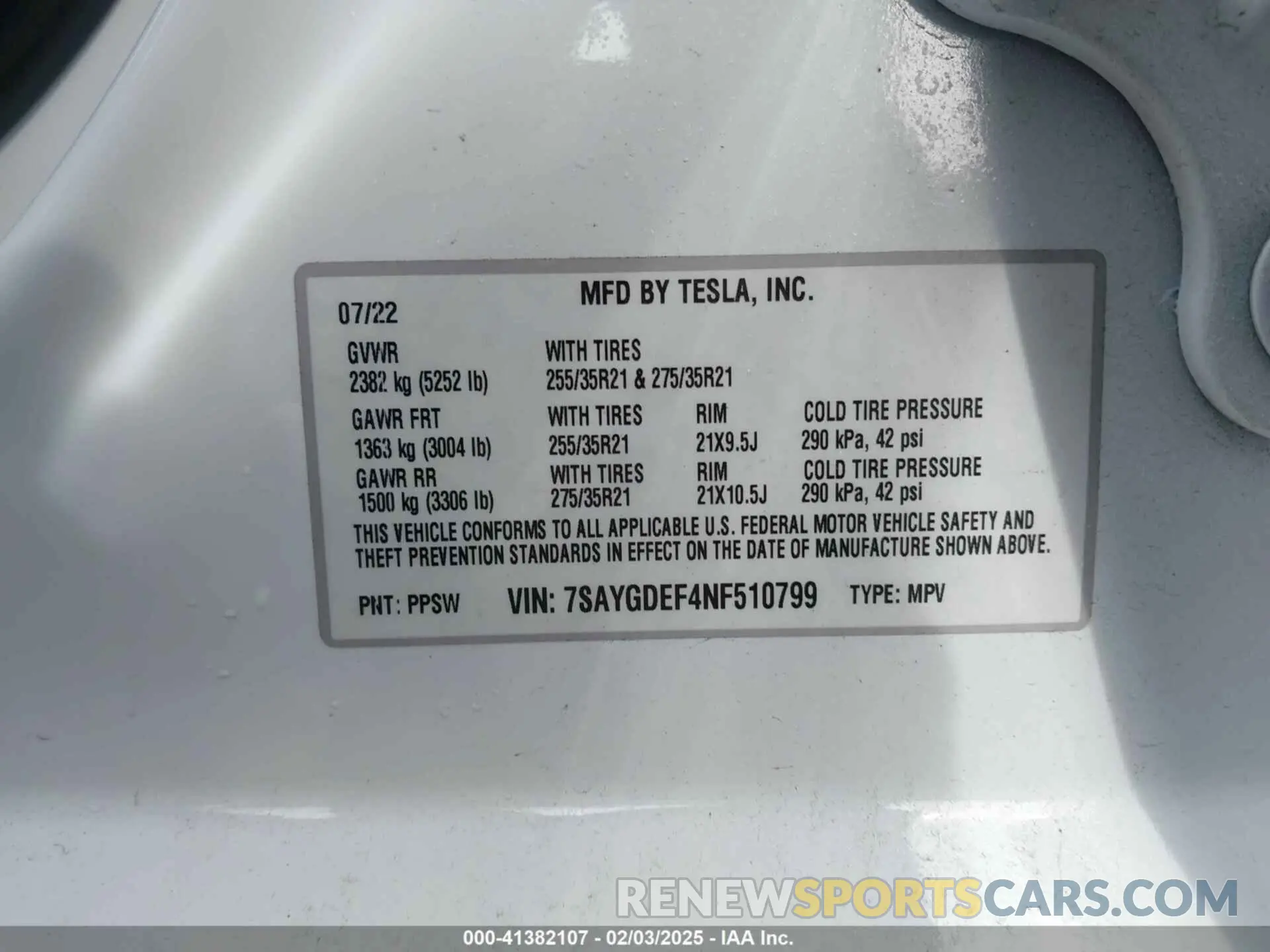 9 fotografías del automóvil dañado 7SAYGDEF4NF510799 TESLA MODEL Y 2022