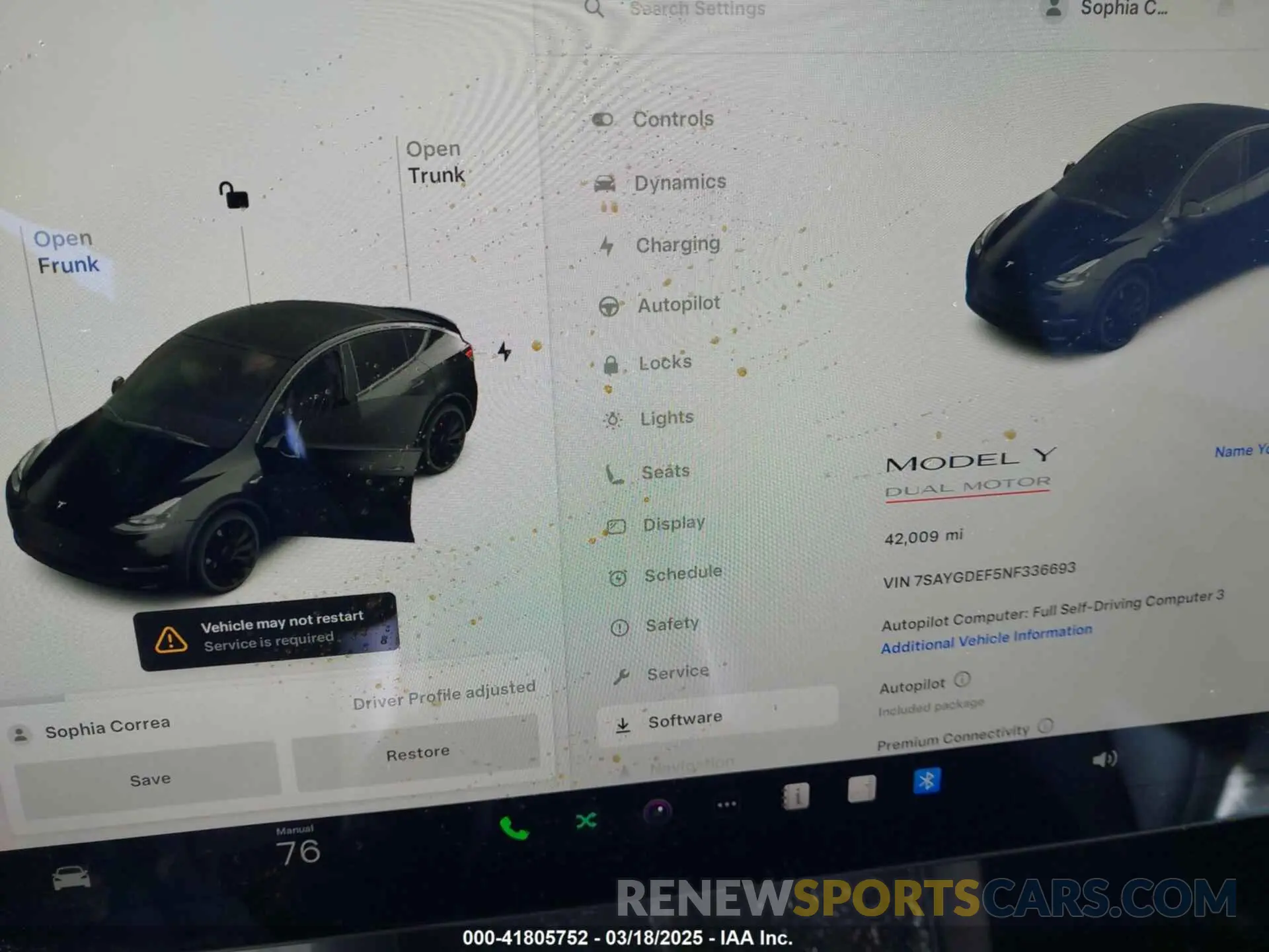 7 fotografías del automóvil dañado 7SAYGDEF5NF336693 TESLA MODEL Y 2022