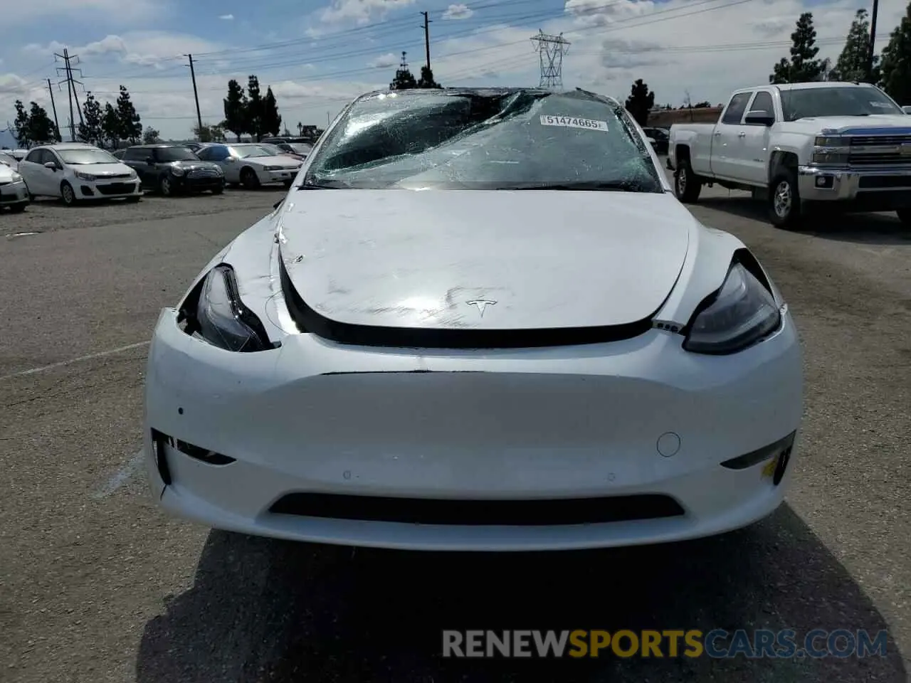 5 fotografías del automóvil dañado 7SAYGDEF5NF381195 TESLA MODEL Y 2022