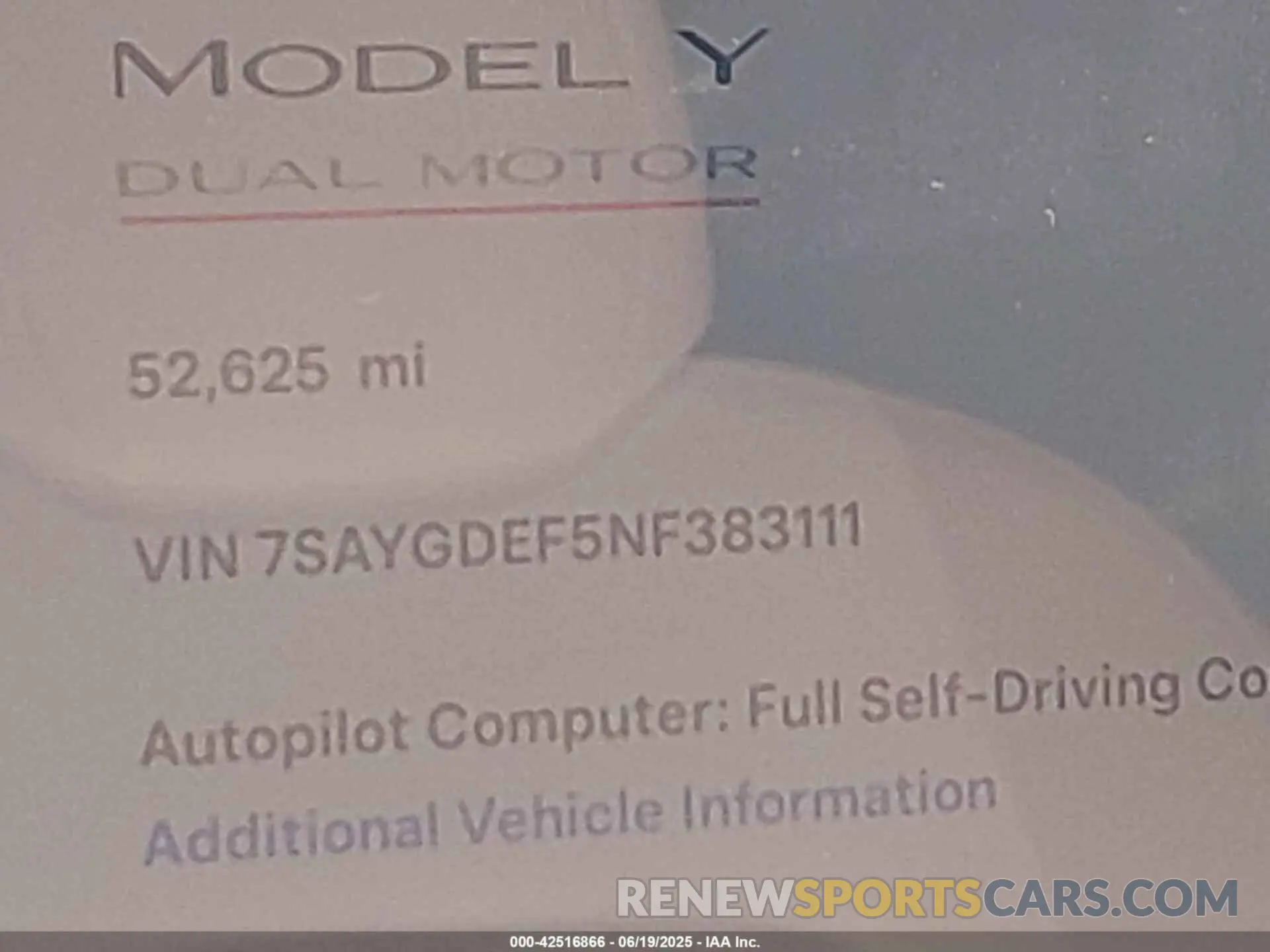 15 fotografías del automóvil dañado 7SAYGDEF5NF383111 TESLA MODEL Y 2022