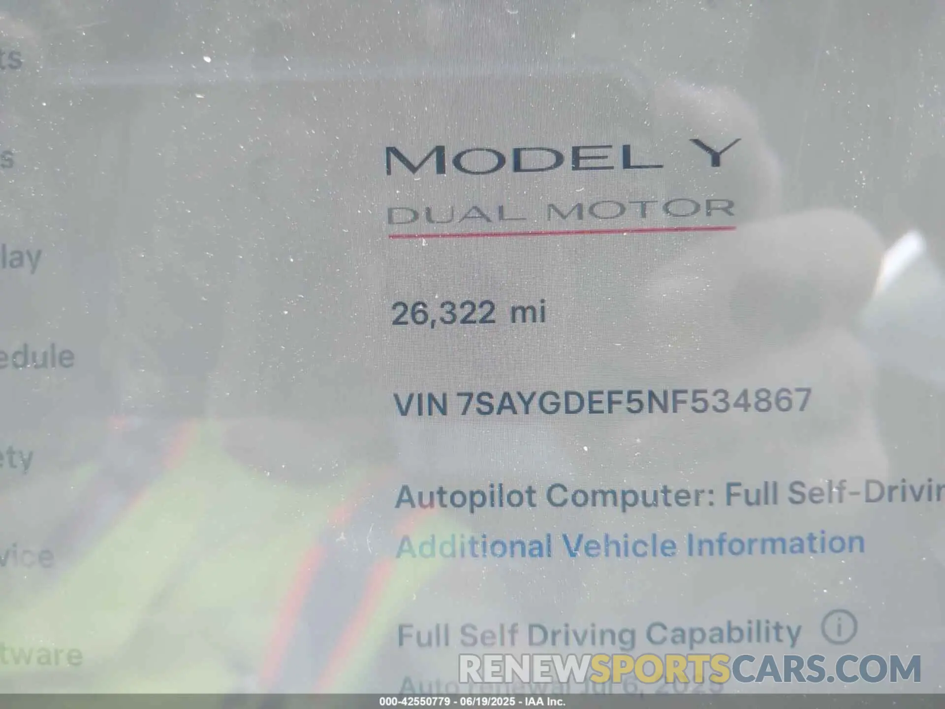 7 fotografías del automóvil dañado 7SAYGDEF5NF534867 TESLA MODEL Y 2022