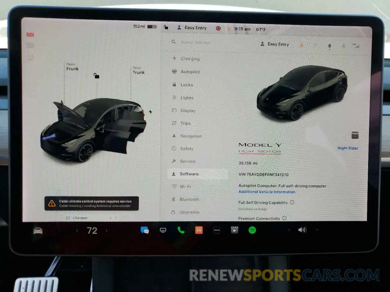 9 fotografías del automóvil dañado 7SAYGDEF6NF341370 TESLA MODEL Y 2022