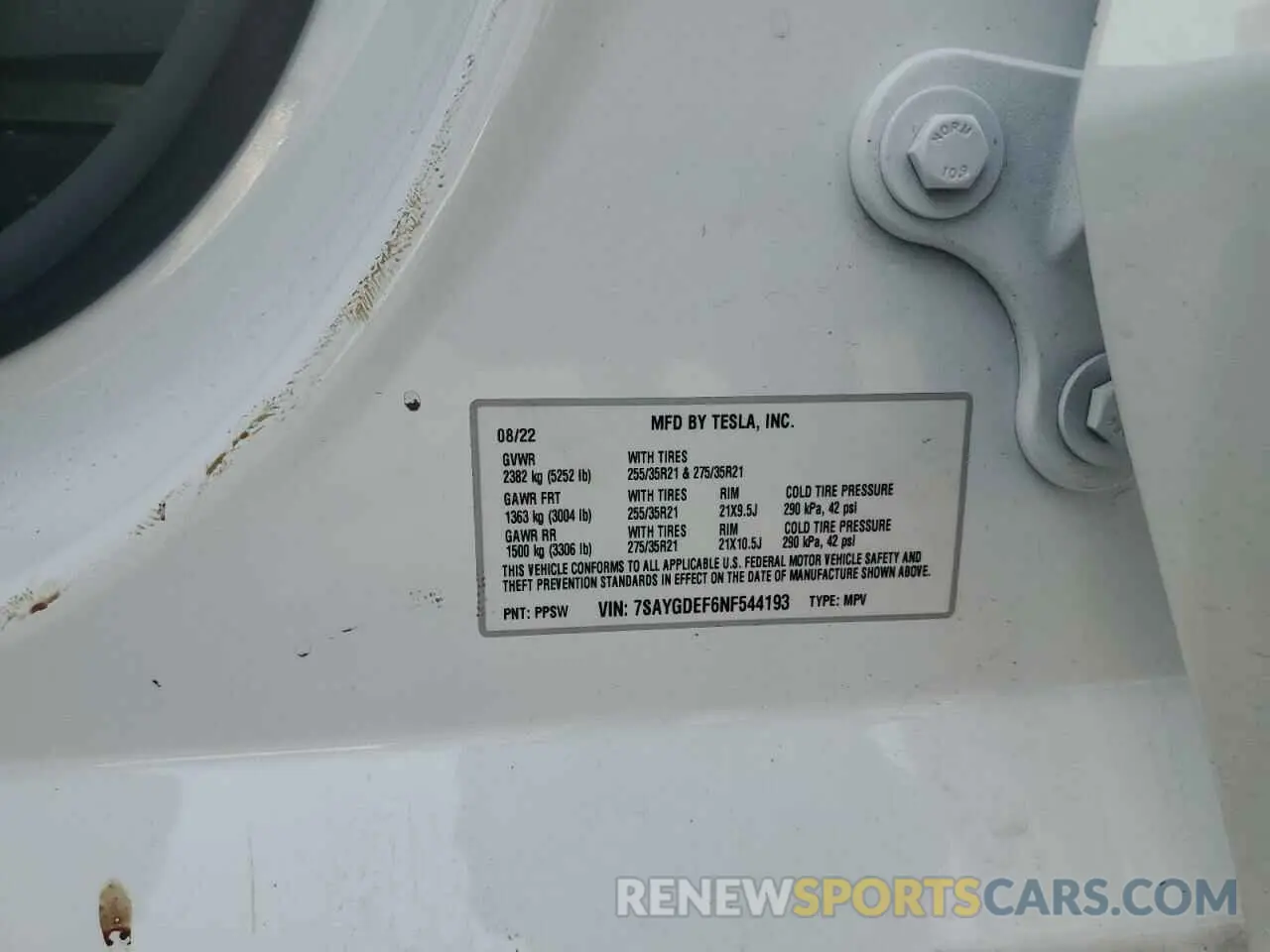 13 fotografías del automóvil dañado 7SAYGDEF6NF544193 TESLA MODEL Y 2022
