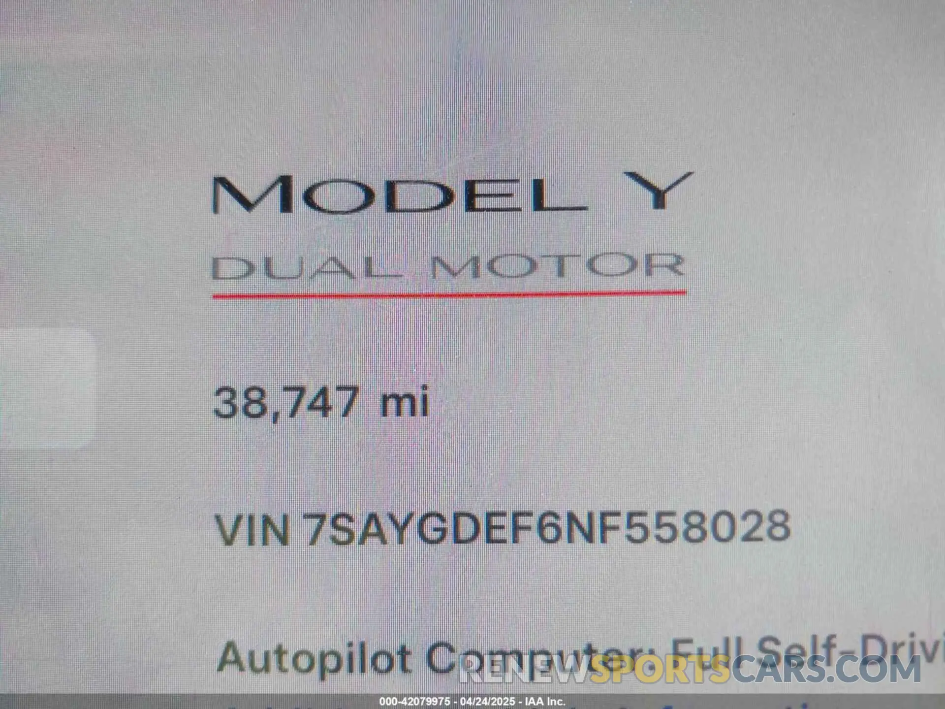 16 fotografías del automóvil dañado 7SAYGDEF6NF558028 TESLA MODEL Y 2022