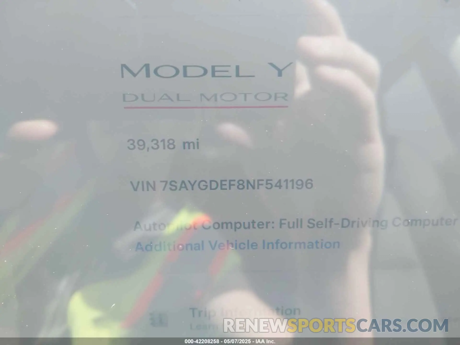 15 fotografías del automóvil dañado 7SAYGDEF8NF541196 TESLA MODEL Y 2022