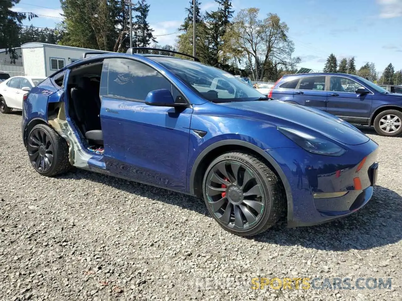 4 fotografías del automóvil dañado 7SAYGDEF9NF340987 TESLA MODEL Y 2022