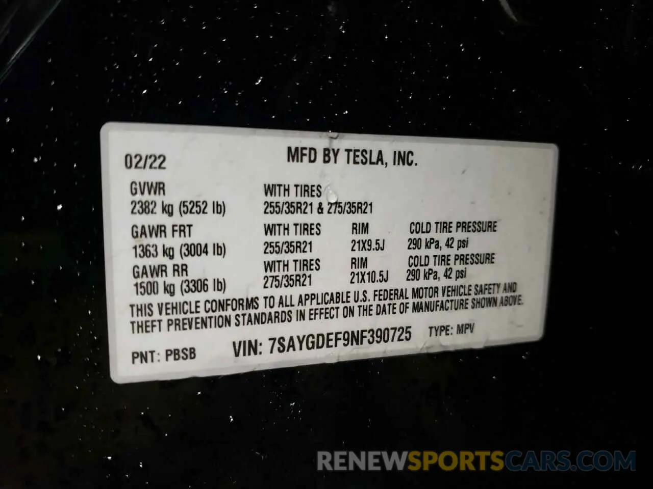 12 fotografías del automóvil dañado 7SAYGDEF9NF390725 TESLA MODEL Y 2022