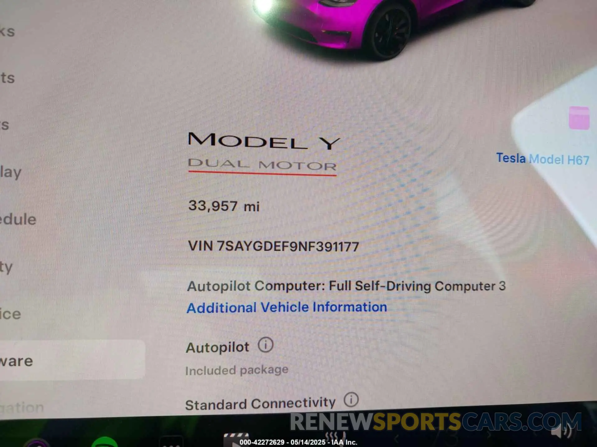 7 fotografías del automóvil dañado 7SAYGDEF9NF391177 TESLA MODEL Y 2022