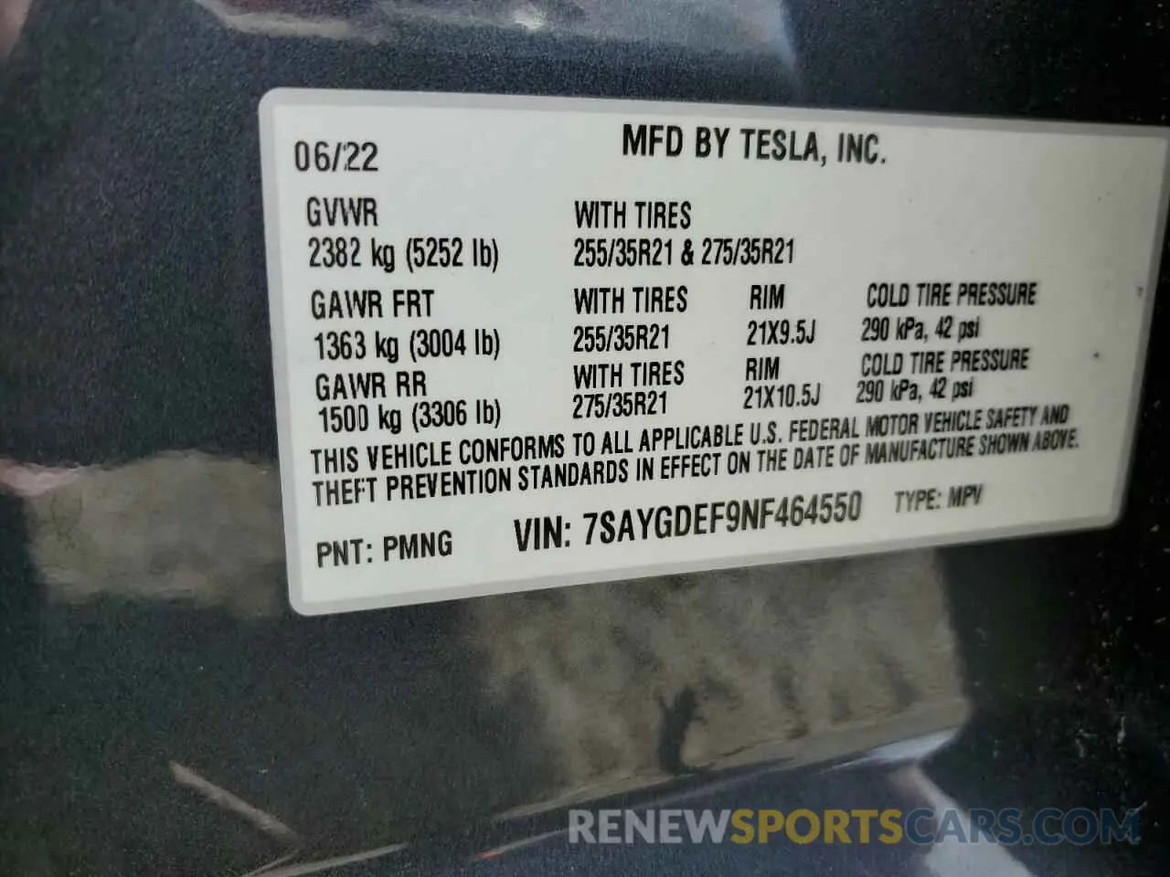 13 fotografías del automóvil dañado 7SAYGDEF9NF464550 TESLA MODEL Y 2022