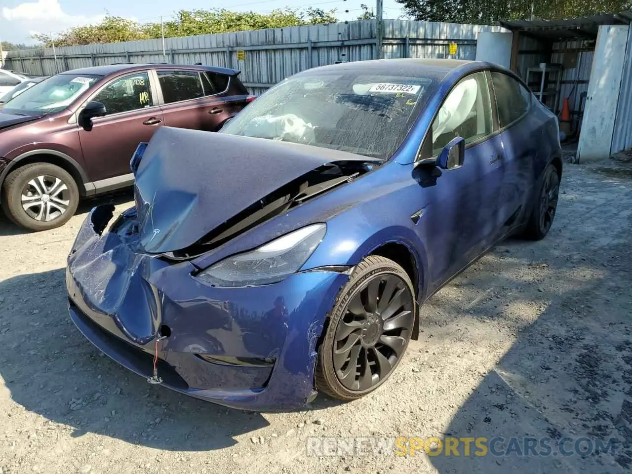 2 fotografías del automóvil dañado 7SAYGDEF9NF465424 TESLA MODEL Y 2022