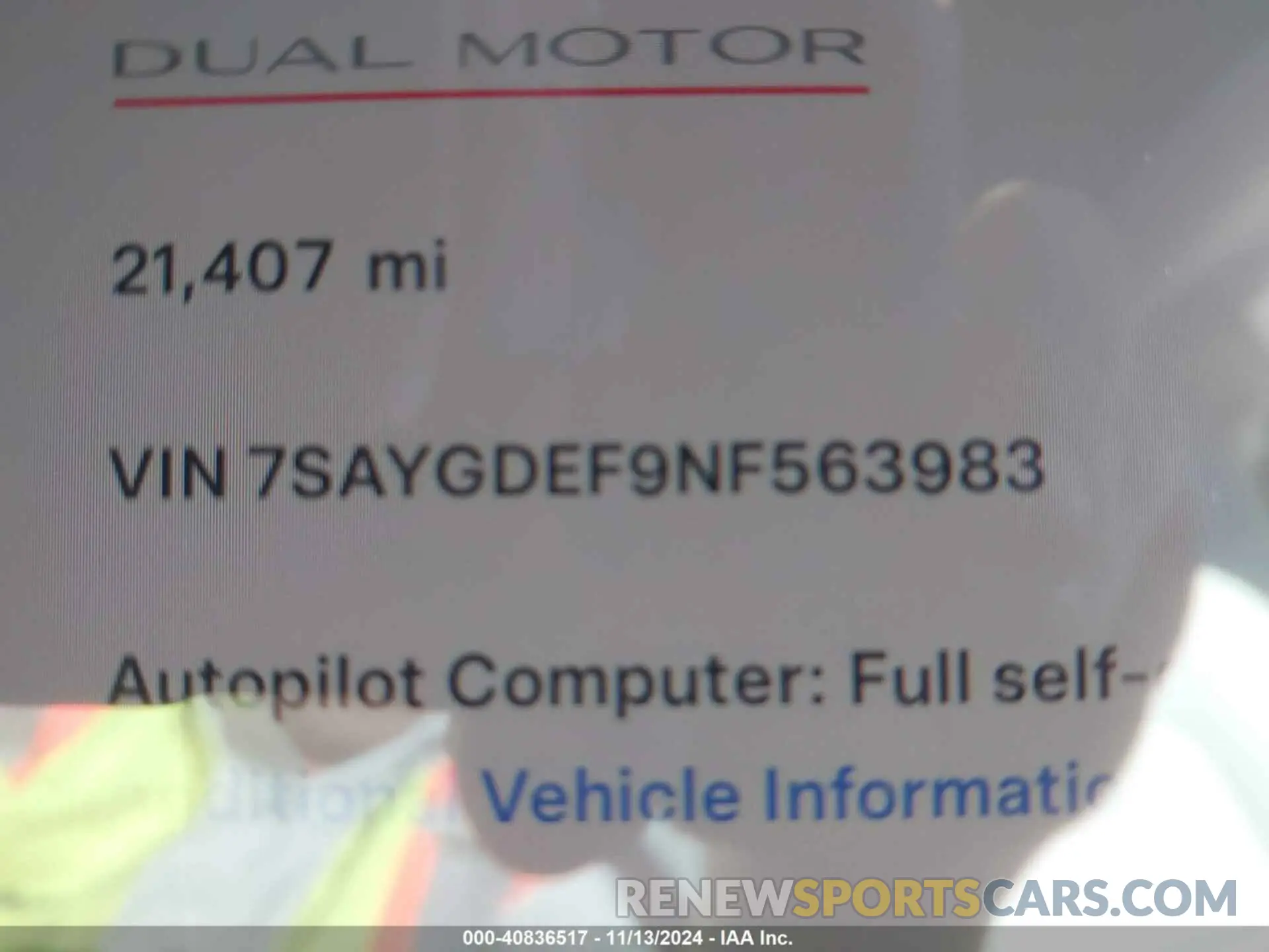 15 fotografías del automóvil dañado 7SAYGDEF9NF563983 TESLA MODEL Y 2022
