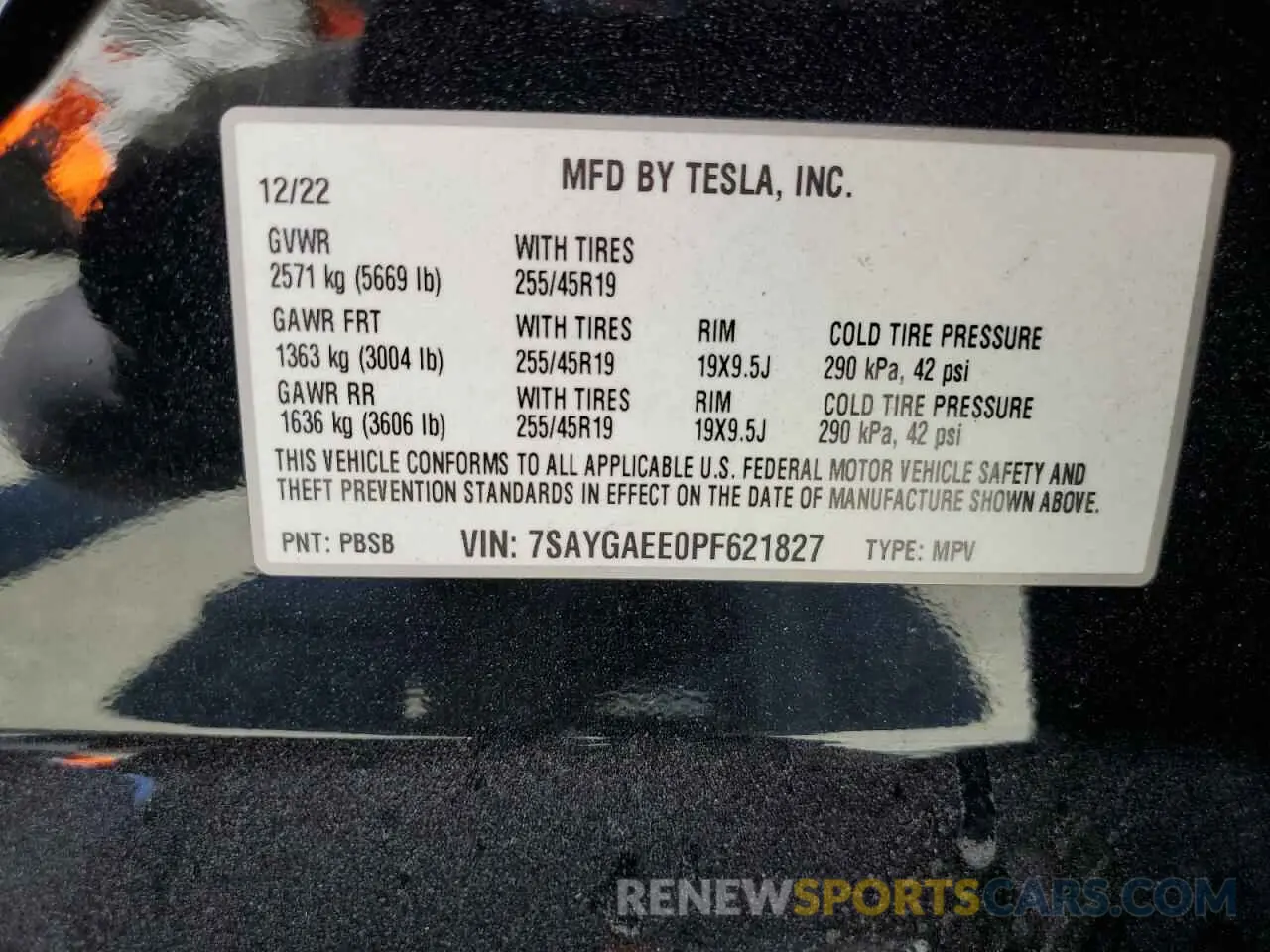 14 fotografías del automóvil dañado 7SAYGAEE0PF621827 TESLA MODEL Y 2023
