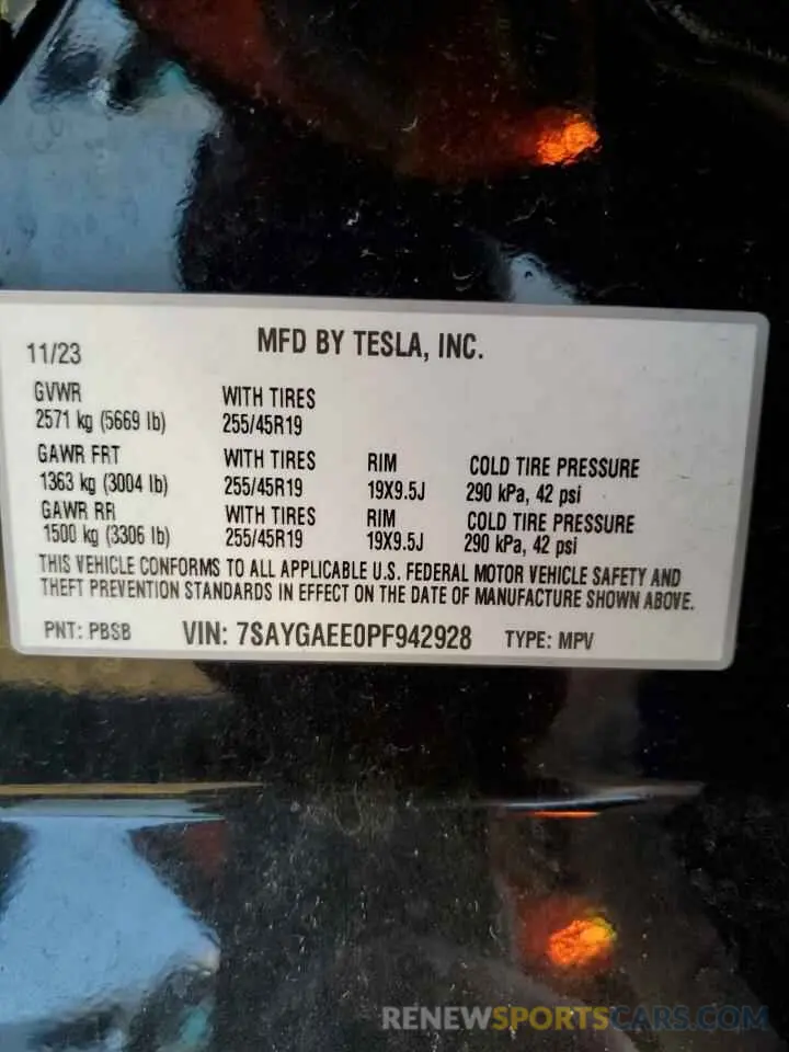 13 fotografías del automóvil dañado 7SAYGAEE0PF942928 TESLA MODEL Y 2023