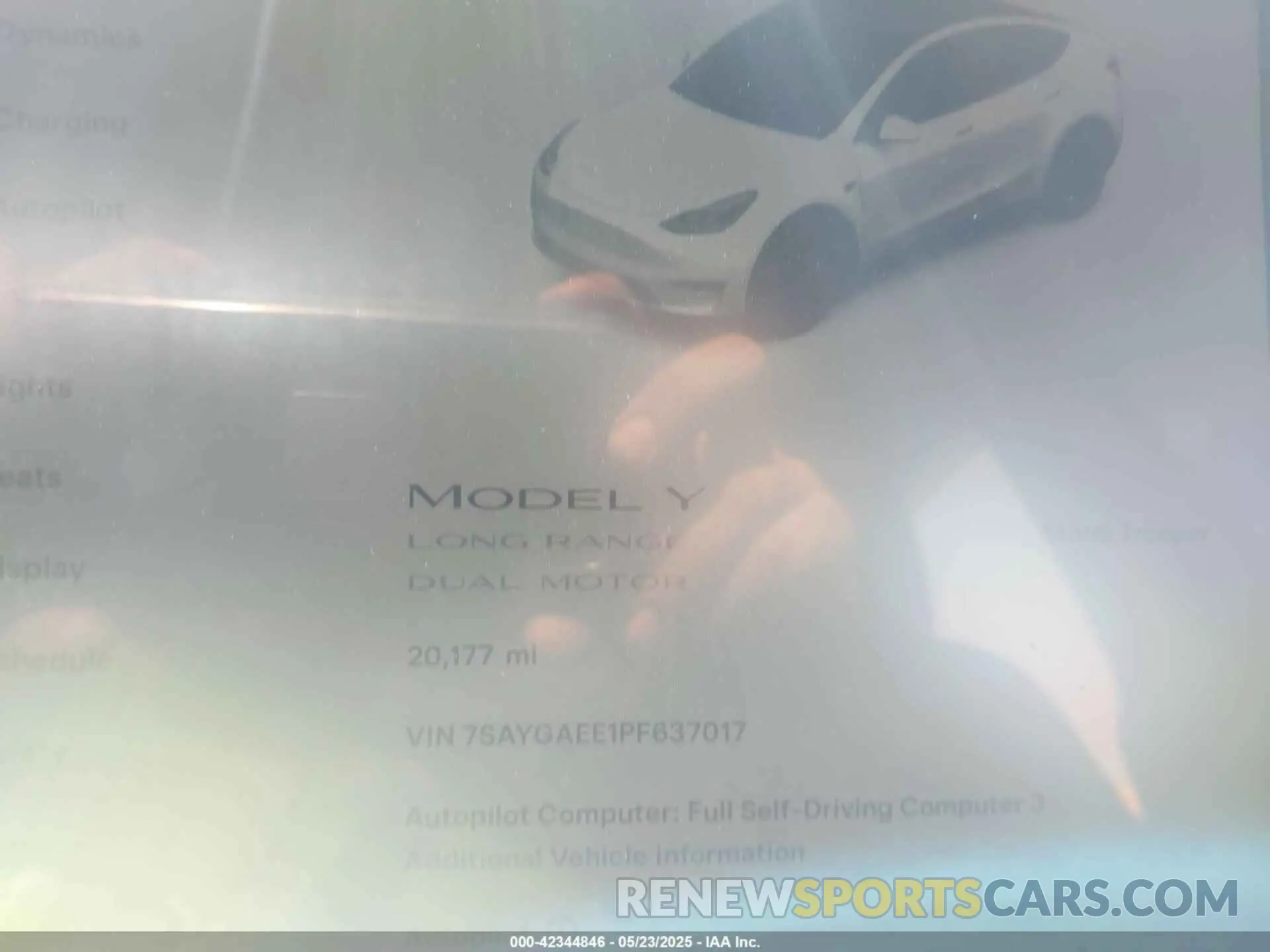 7 fotografías del automóvil dañado 7SAYGAEE1PF637017 TESLA MODEL Y 2023