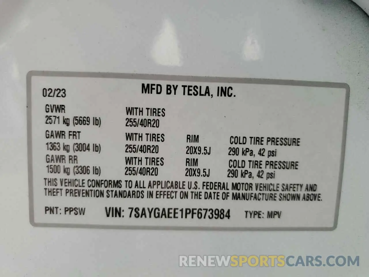 12 fotografías del automóvil dañado 7SAYGAEE1PF673984 TESLA MODEL Y 2023