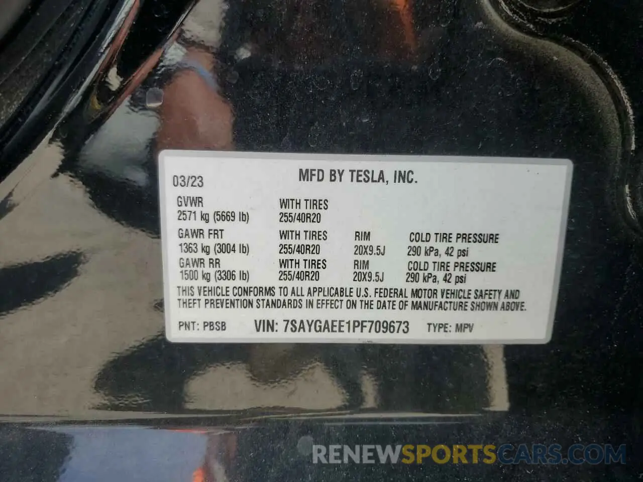 12 fotografías del automóvil dañado 7SAYGAEE1PF709673 TESLA MODEL Y 2023
